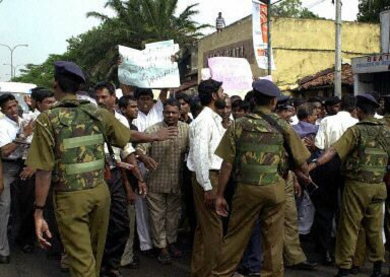 Arjuna Ranatunga became involved in an alleged fracas with students, March 2001