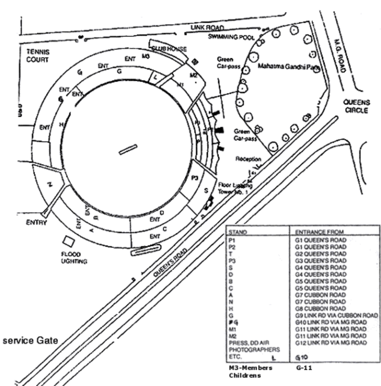 Map of Chinnaswamy Stadium, Bangalore