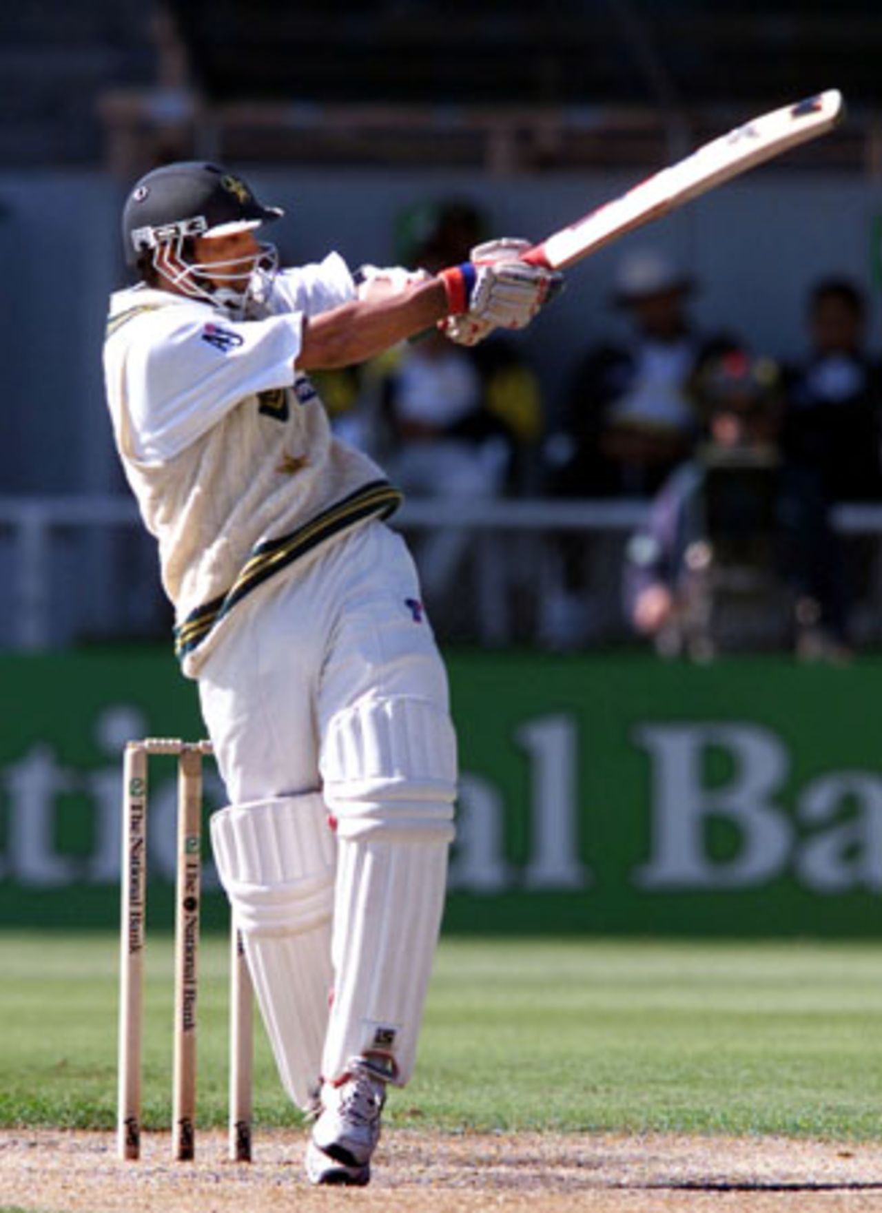 Pakistan batsman Yousuf Youhana pulls a ball during his innings of 203. It is his sixth Test century and highest first-class score. 2nd Test: New Zealand v Pakistan at Jade Stadium, Christchurch, 15-19 March 2001 (18 March 2001).