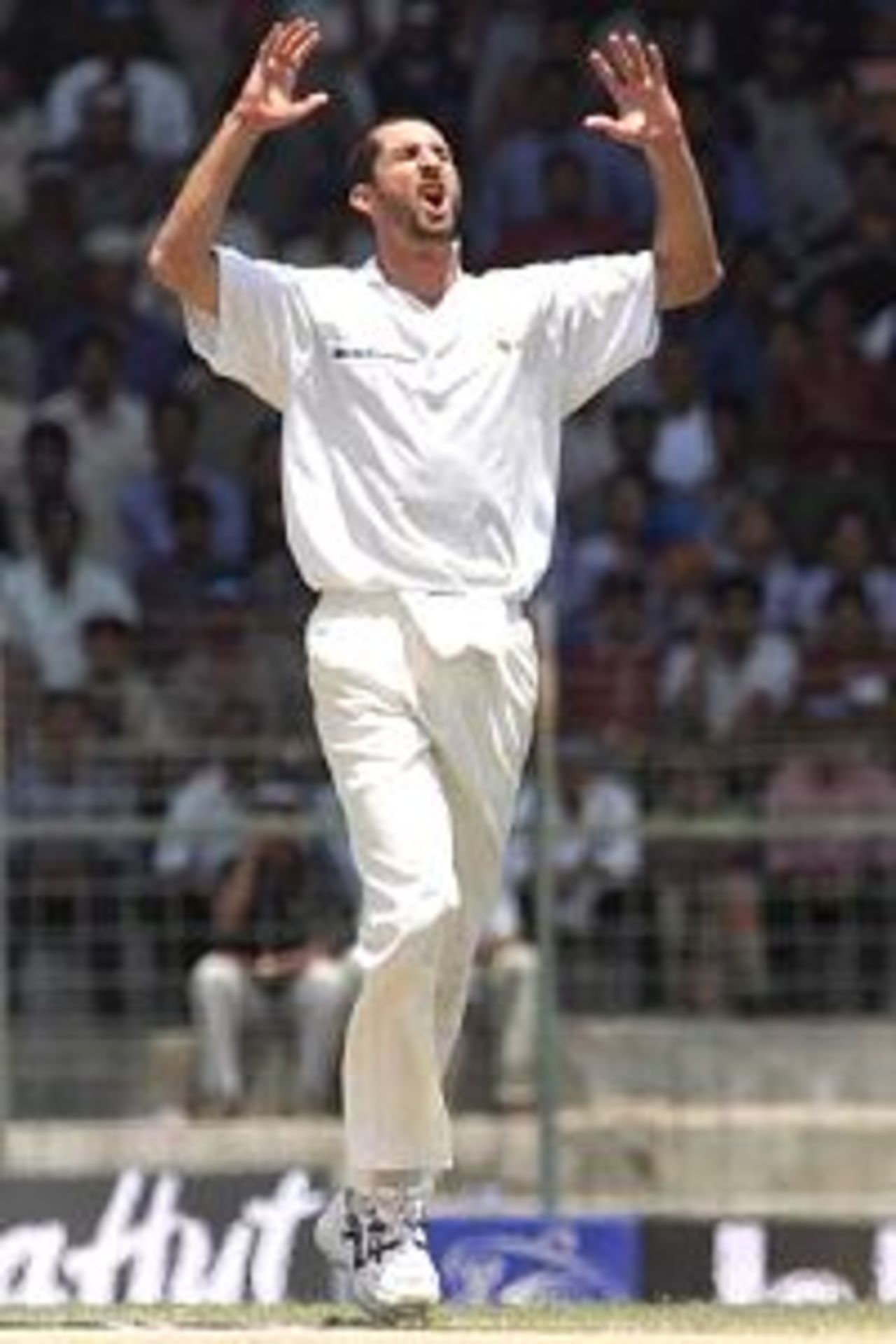 Jason Gillespie of Australia show his frustration, during day two of the third test between India and Australia at the M.A. Chidambaram Stadium, Chennai, India.