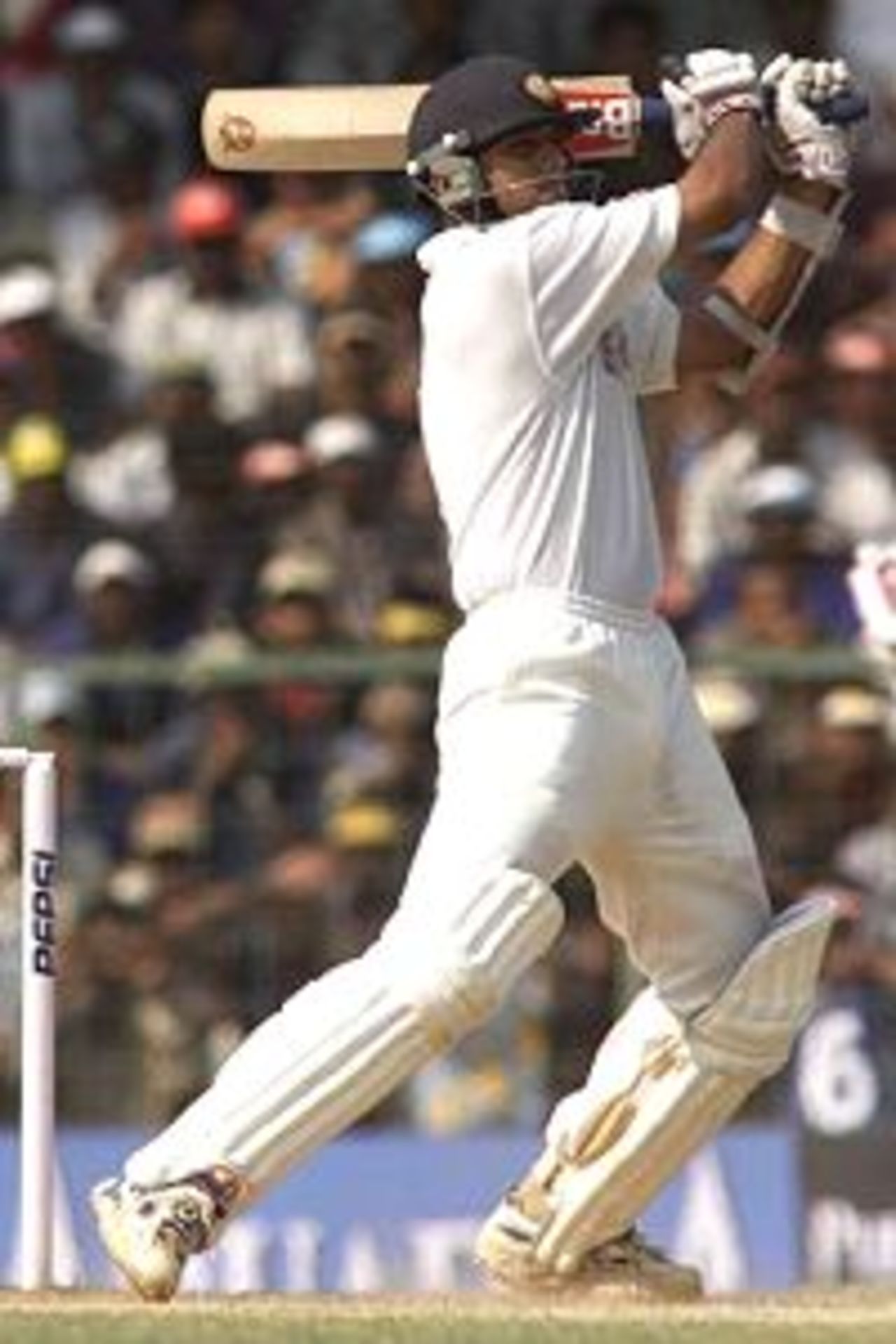 Rahul Dravid of India hits out, during day three of the third test between India and Australia at the M.A. Chidambaram Stadium, Chennai, India.
