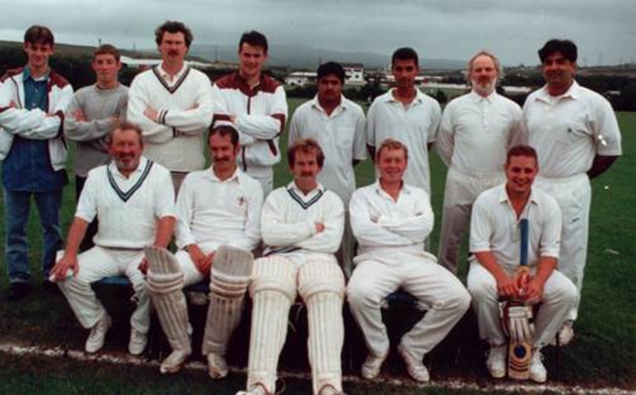 Back:Geoff Stockley (Scorer), Adam Barnes (12th man), Tom Pendergast, Nadeem Mohammed, Imran Hussain, Mick Demaine, Mus Shah<br>Front: Alven Burrows, Nigel Stockley, Mick Donnelly, Paul Burrows, Dave Pickering
