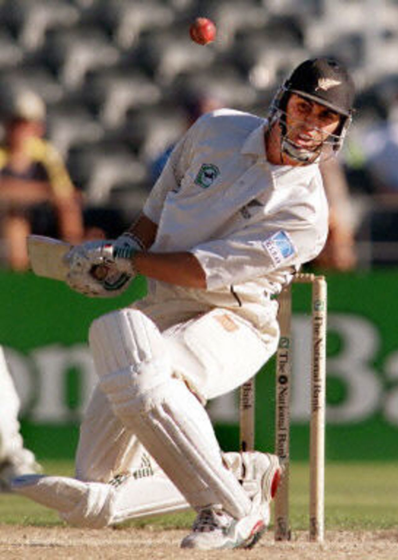 Man of the Match Mathew Sinclair avoids a bouncer from Fazl-e-Akbar, day 5, 2nd Test at Christchurch, 15-19 March 2001.