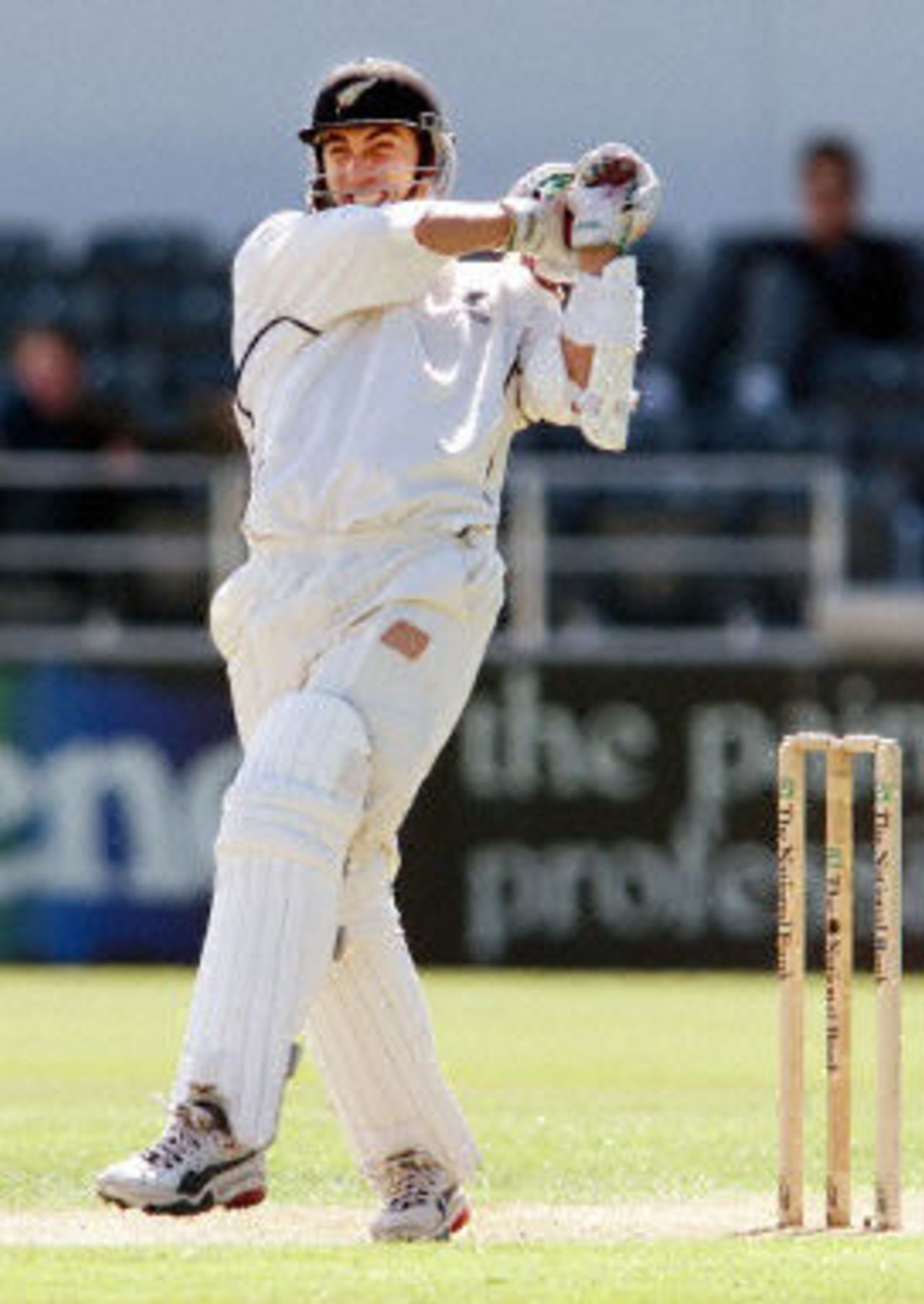 Mathew Sinclair pulls a ball to the boundary on his way to scoring a double century, day 2, 2nd Test at Christchurch, 15-19 March 2001.