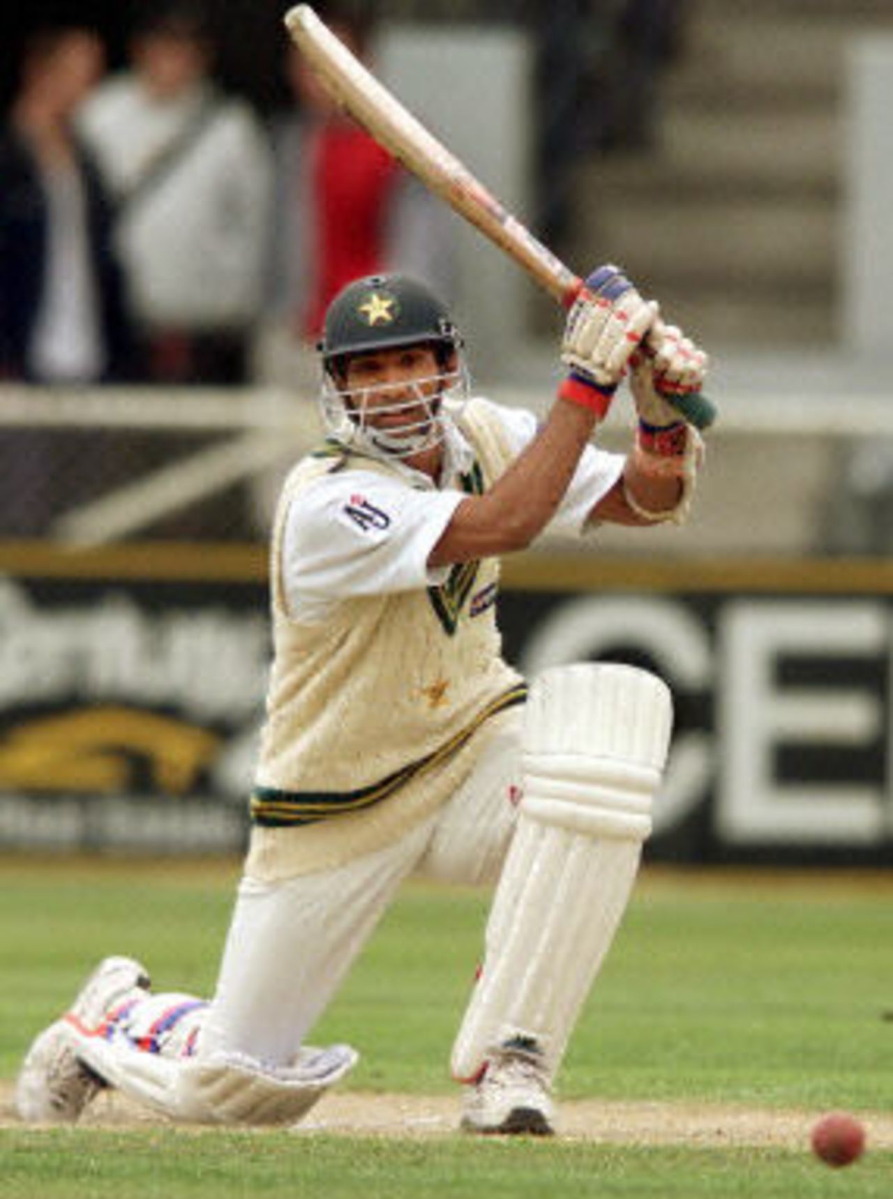 Yousuf Youhana cracks a ball towards the boundary, day 3, 2nd Test at Christchurch, 15-19 March 2001.