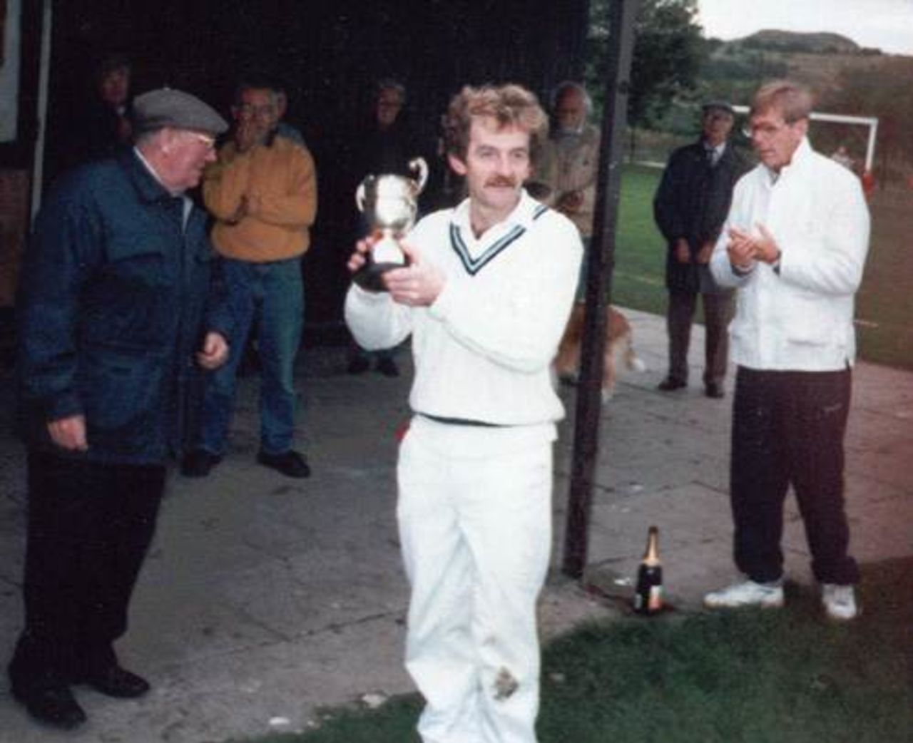 Accrington A captain Michael Donnelly with the Harry Wood Cup