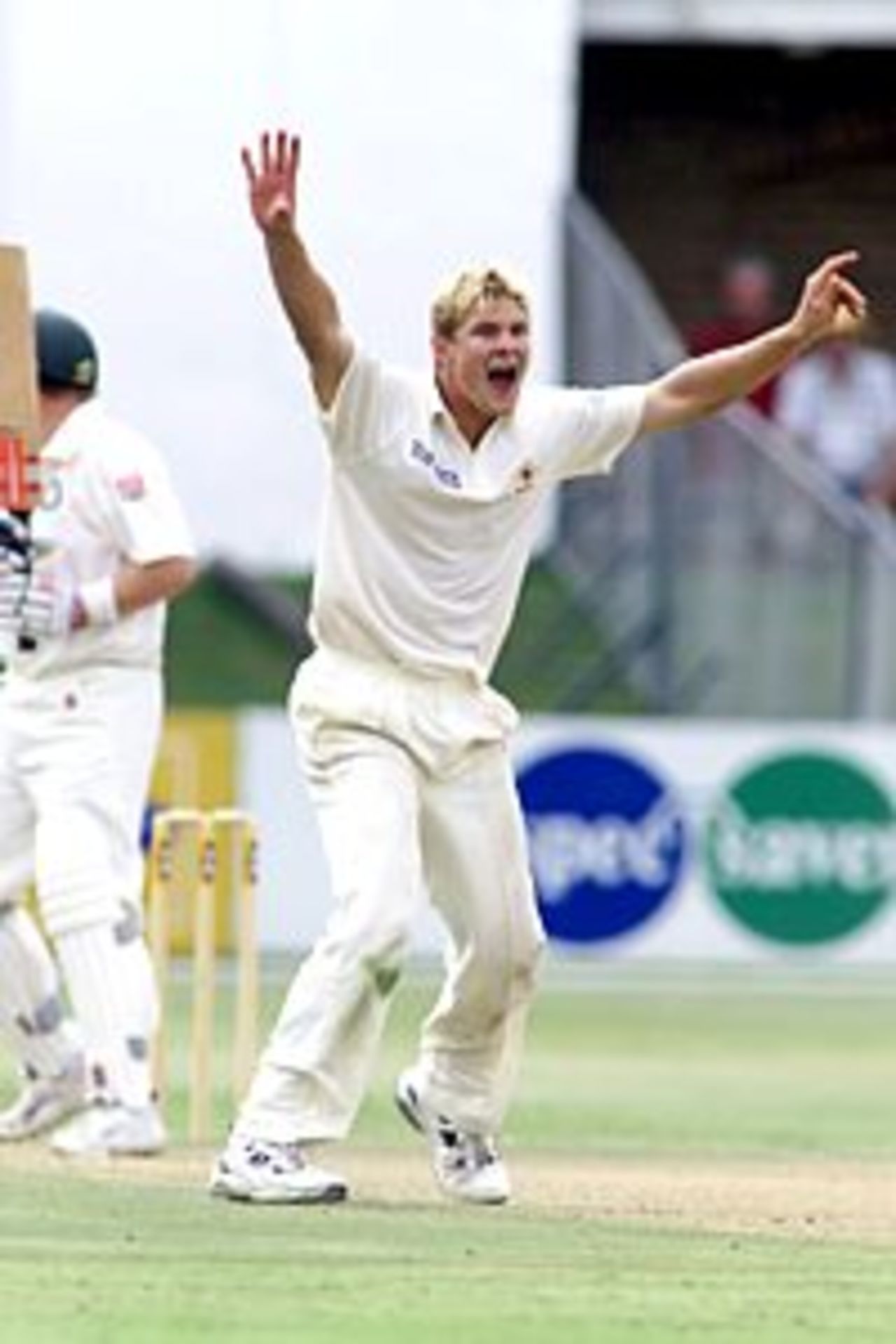 1 Mar 2002: Shane Watson of Australia gets the wicket of Darryl Cullinan for 86 during the South Africa A v Australia tour match played in Port Elizabeth.