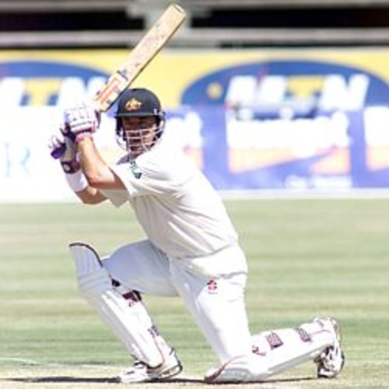 2 Mar 2002: South Africa A v Australia, Port Elizabeth, South Africa. Darren Lehmann smashes a four.