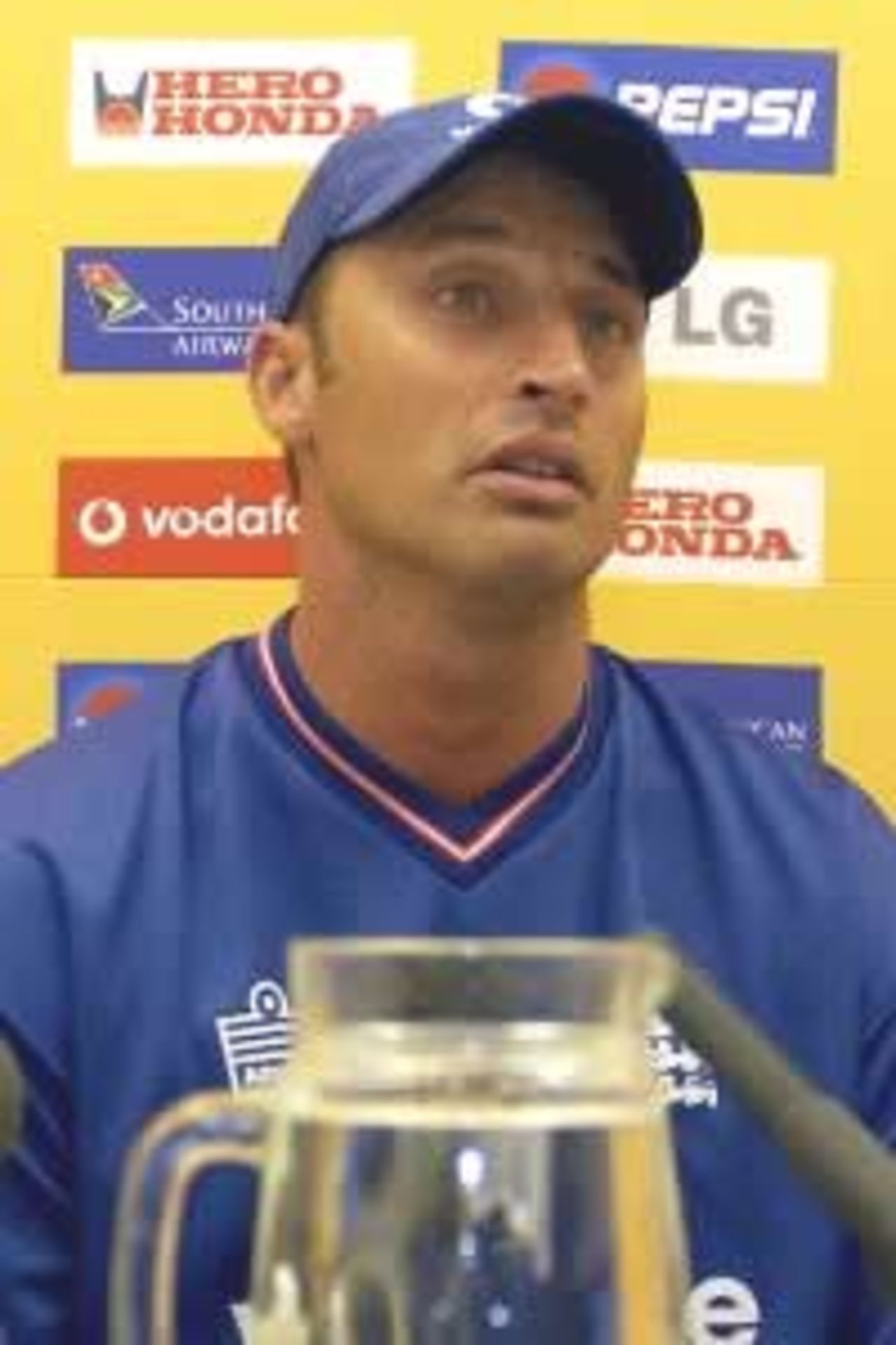 PORT ELIZABETH - MARCH 4: Nasser Hussain the England captain during the press conference where he announced his retirement from one day cricket at the Holiday Inn, Port Elizabeth, South Africa on March 4, 2003.