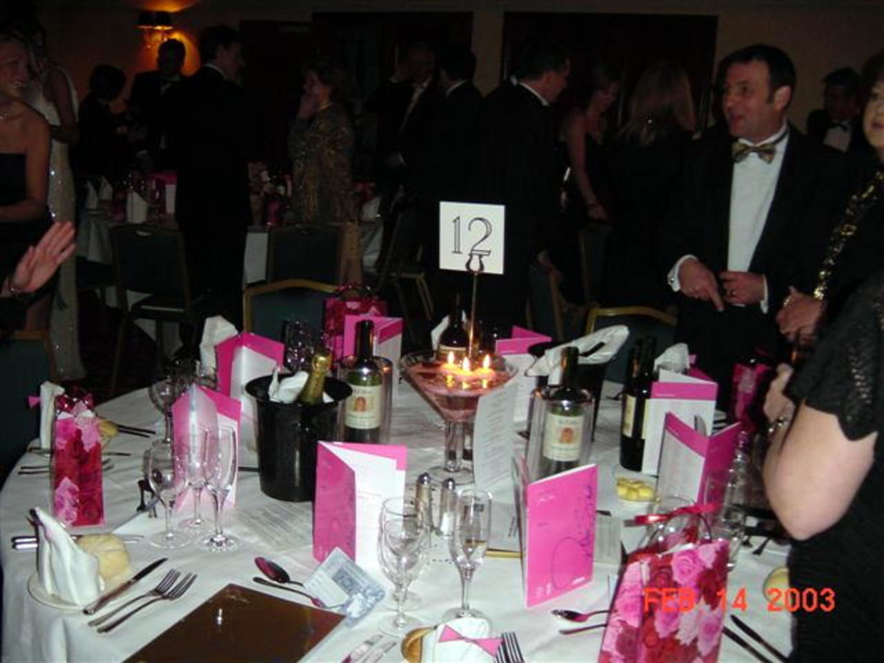 Table set before the revellers at Robin Smith's Valentines Ball