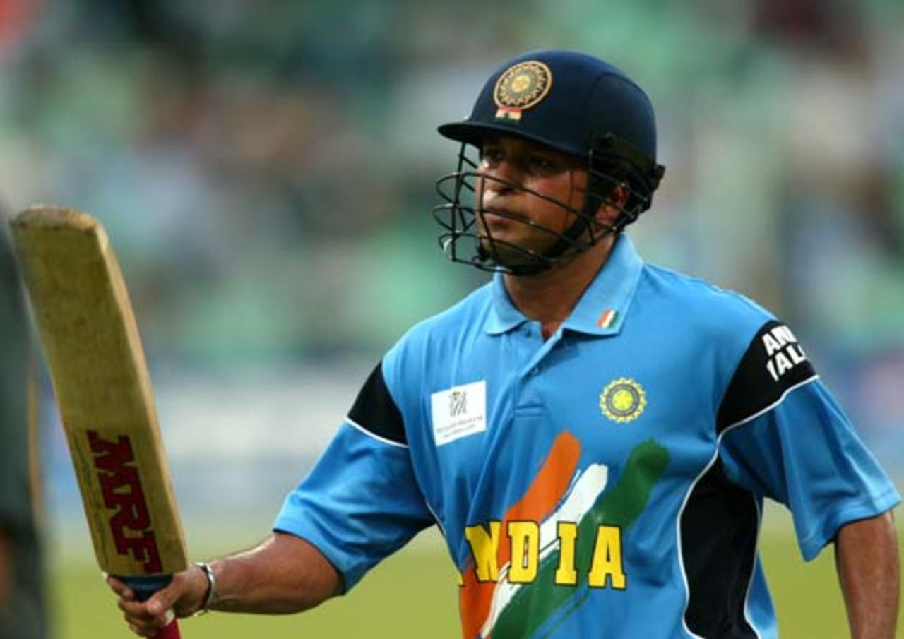 Sourav Ganguly hits a shot as Kenya's wicketkeeper Kennedy Obuya looks on, World Cup 2003, 2nd Semi Final - India v Kenya at Durban, 20 March 2003