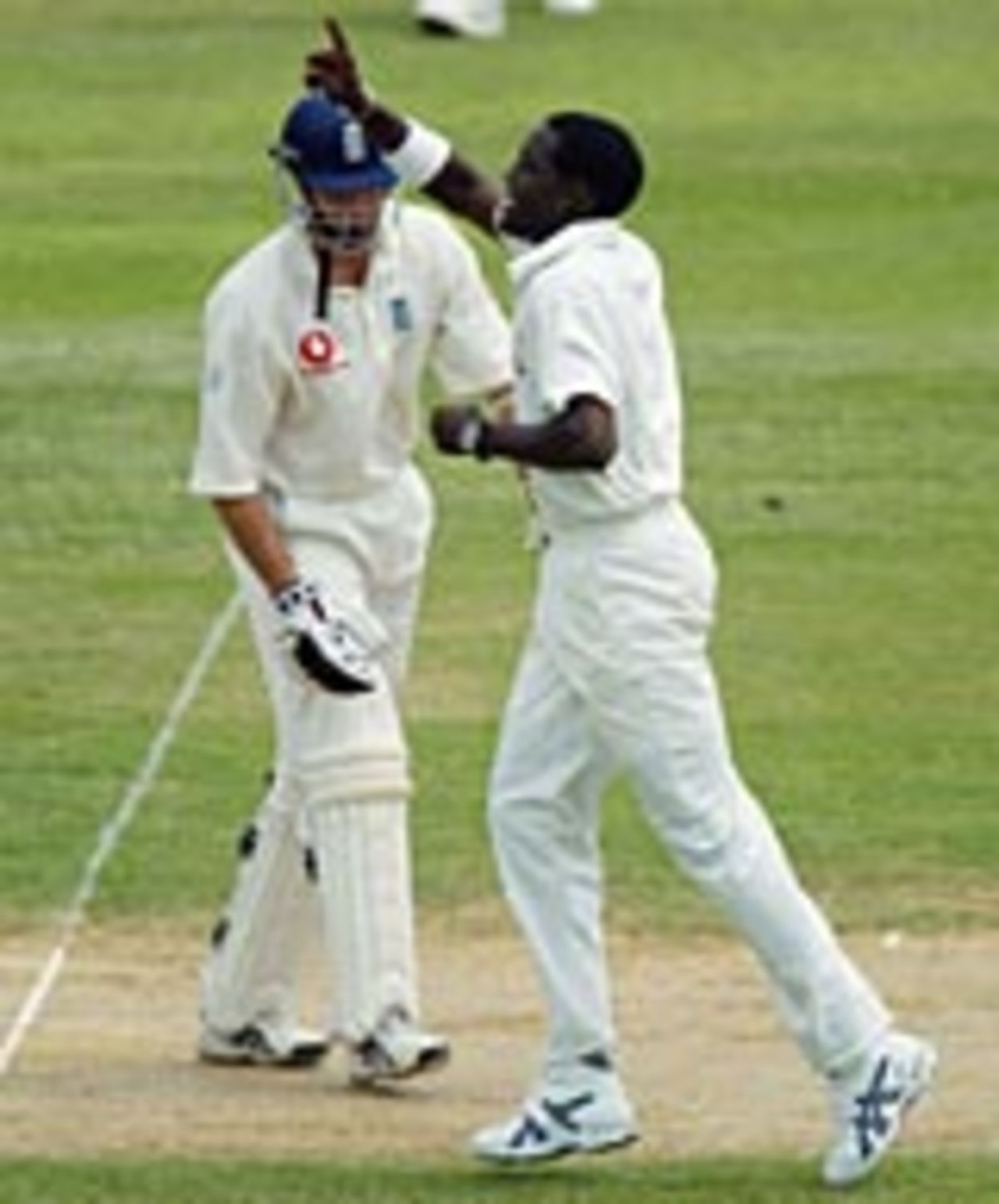 Michael Vaughan bowled by Jermaine Lawson for 105 on the opening day of the tour, Jamaica v England XII, Sabina Park, March 1, 2004