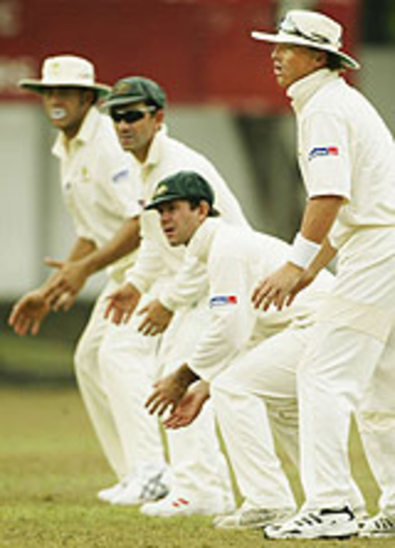 The Australian slip cordon, SLC President's XI v Australians, Colombo, March 3, 2004