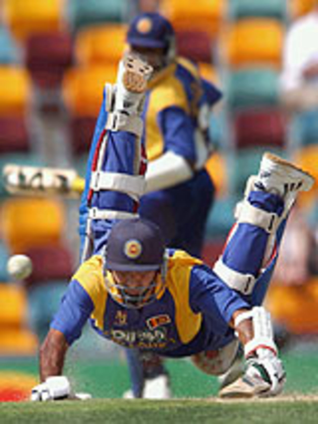 Marvan Atapattu dives for the crease, Australia v Sri Lanka, VB Series, January 15, 2003