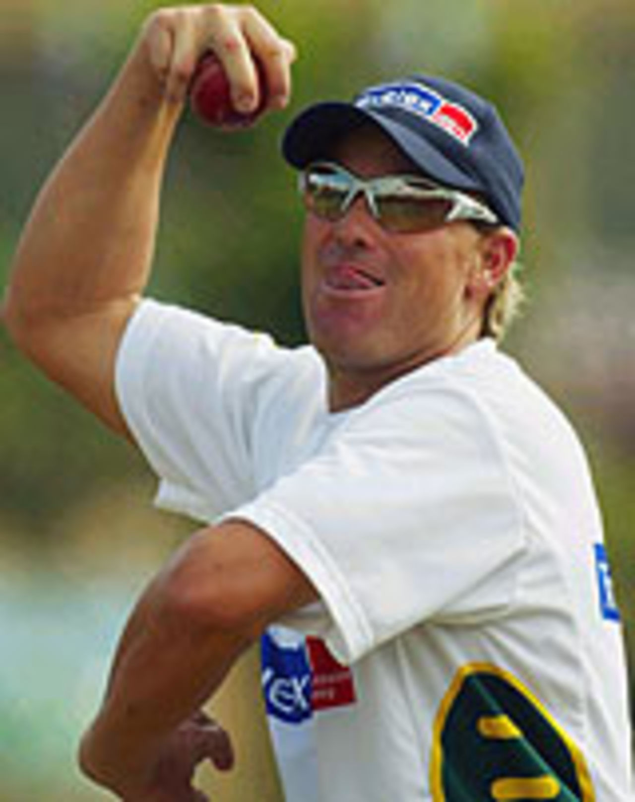 Shane Warne in action a day before the first Test against Sri Lanka, at Galle, March 7, 2004