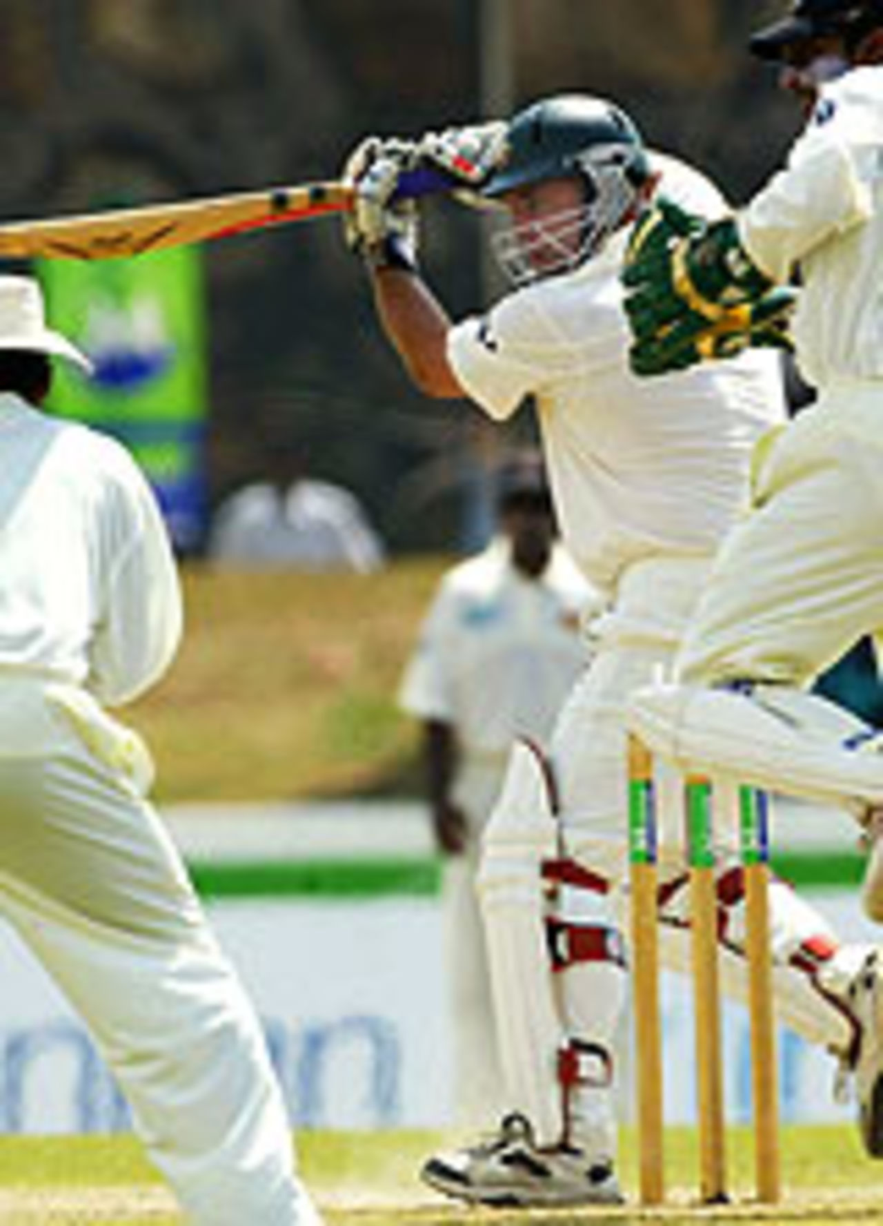 Darren Lehmann plays a shot during his innings of 63, Sri Lanka v Australia, 1st Test, Galle, 1st day, March 8, 2004