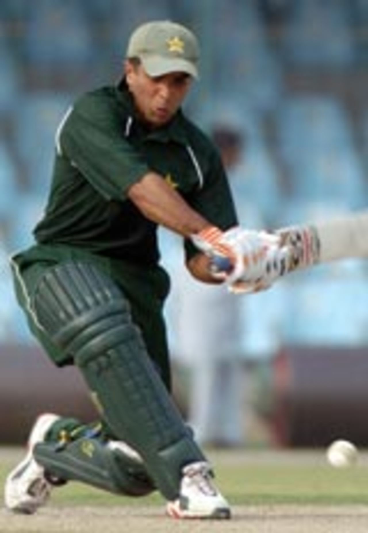 Taufeeq Umar plays the sweep, Pakistan A v Indians, Lahore, March 11, 2004