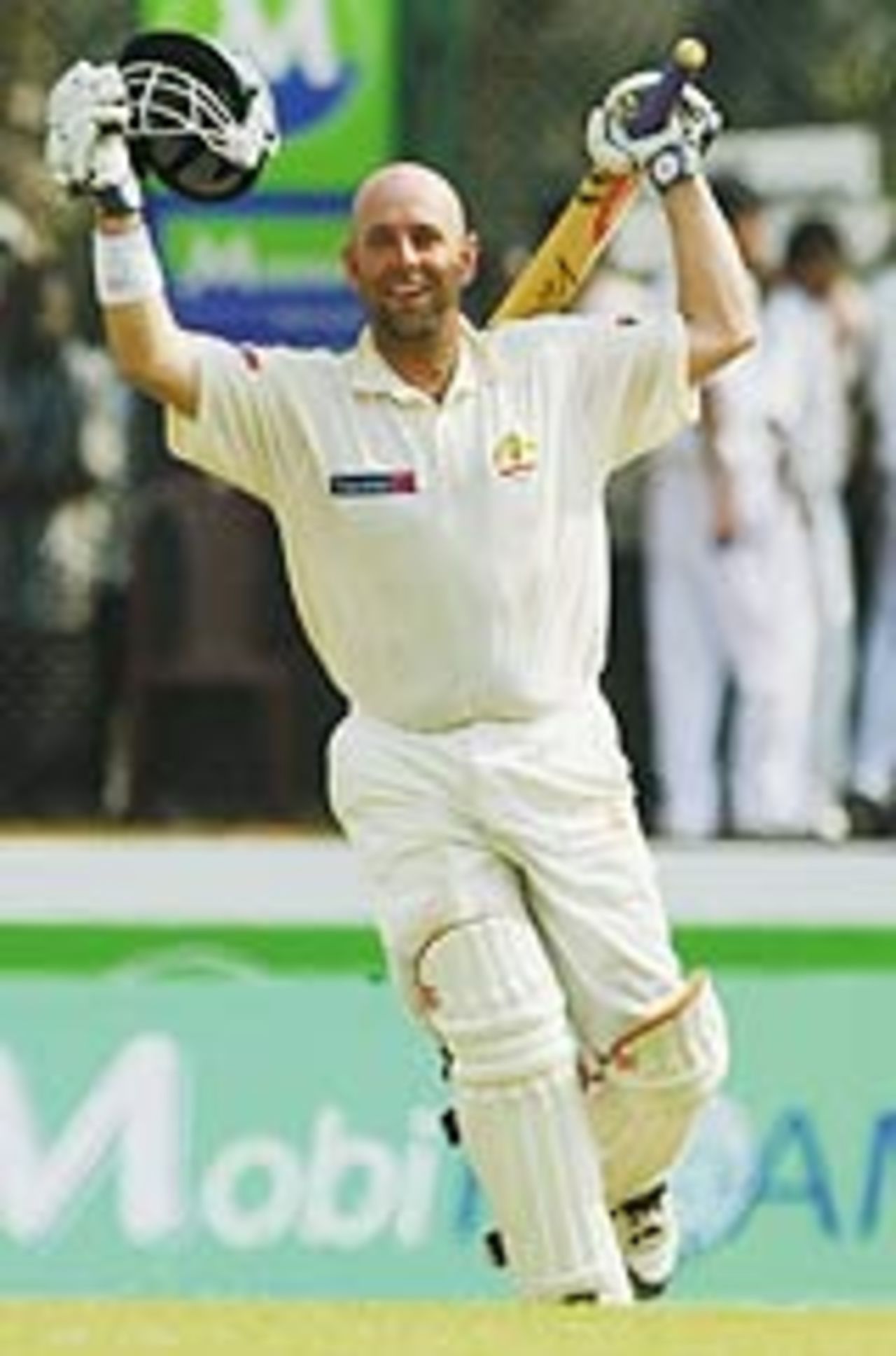 Darren Lehmann celebrates his century, Sri Lanka v AUstralia, 1st Test, Galle, March 11, 2004