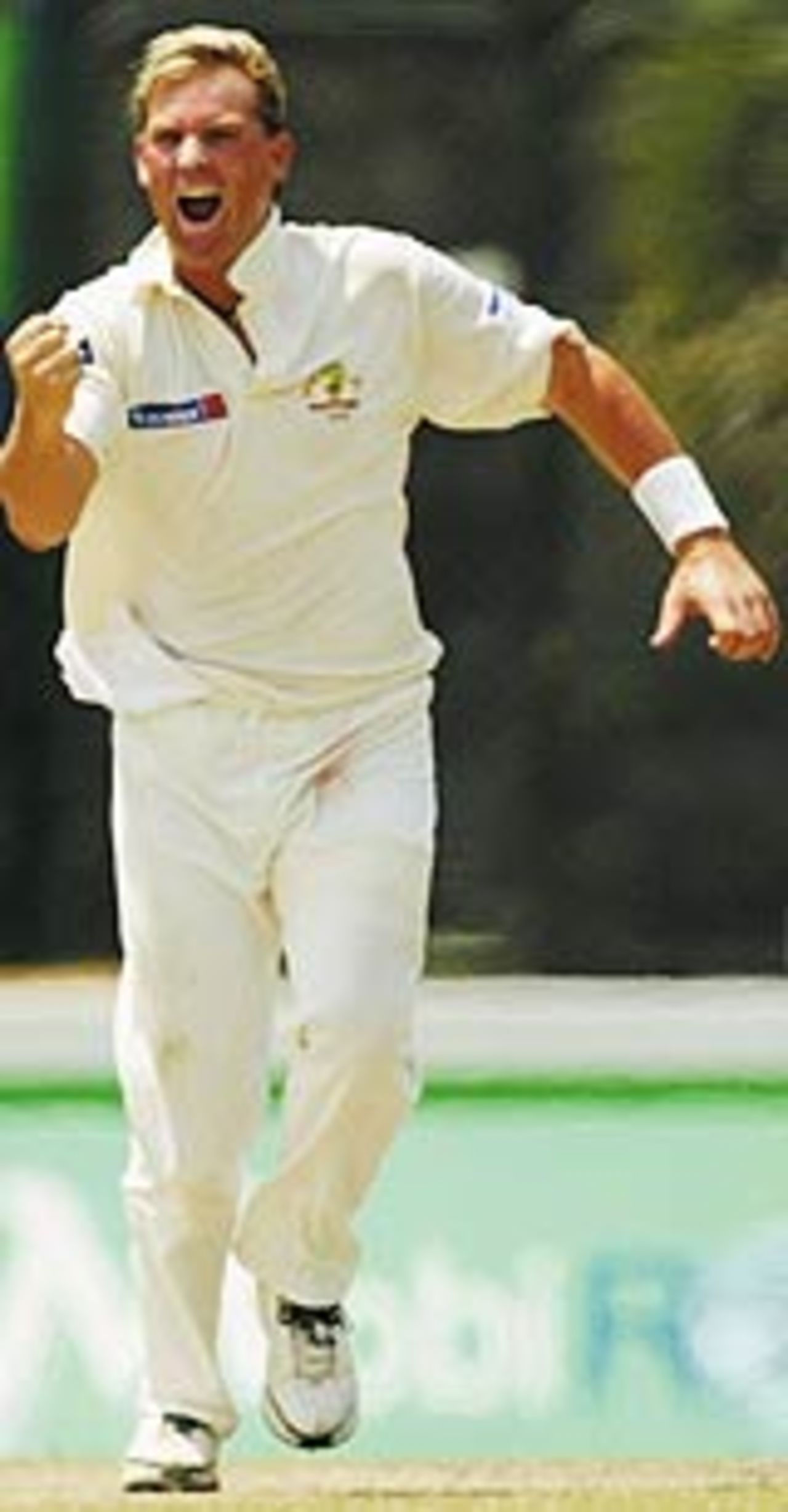 Shane Warne celebrates the wicket of Tillakaratne Dilshan, Sri Lanka v Australia, 1st Test, Galle, 5th day, March 12, 2004