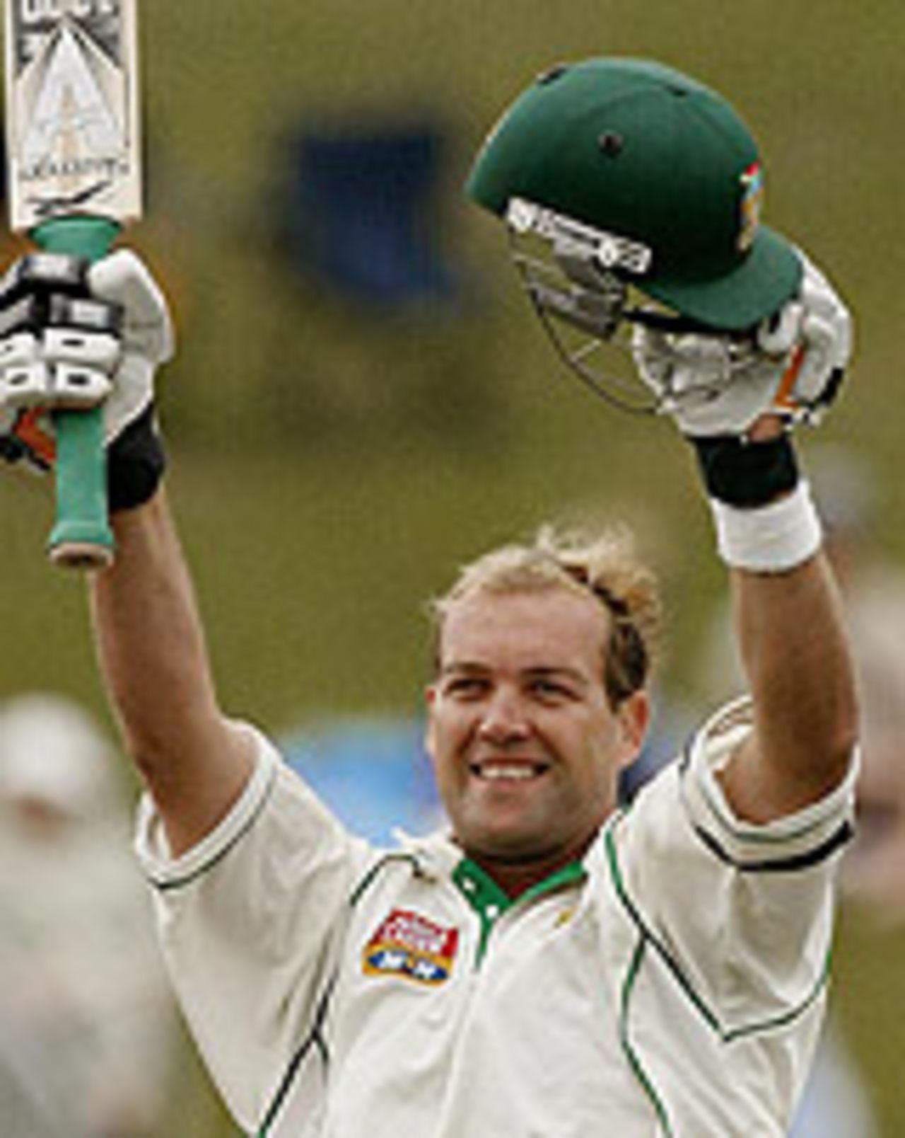 Jacques Kallis acknowledges his hundred, New Zealand v South Africa, 1st Test, Hamilton, 5th day, March 14, 2004
