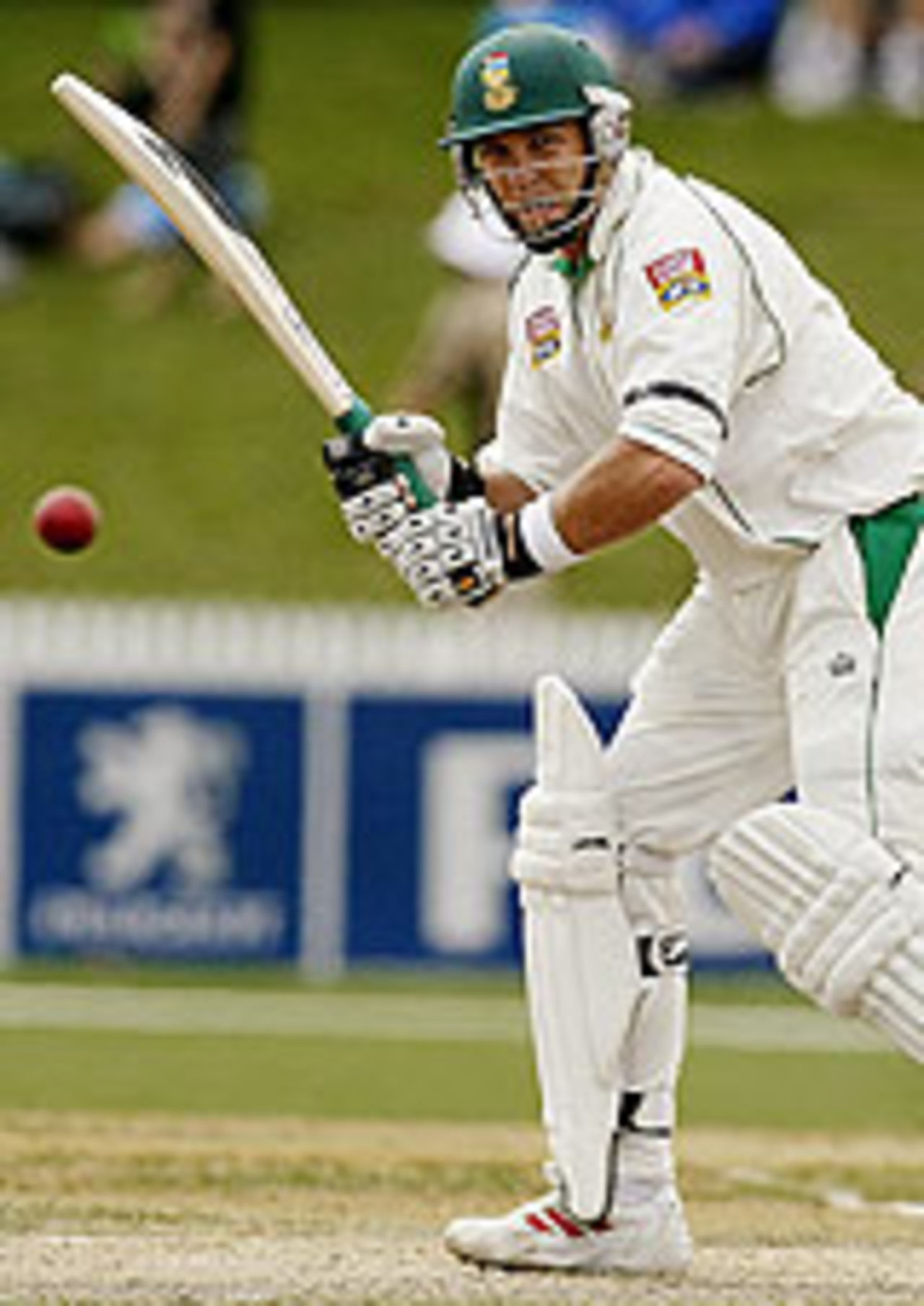 Jacques Kallis on the way to an unbeaten 150, New Zealand v South Africa, 1st Test, Hamilton, 5th day, March 14, 2004