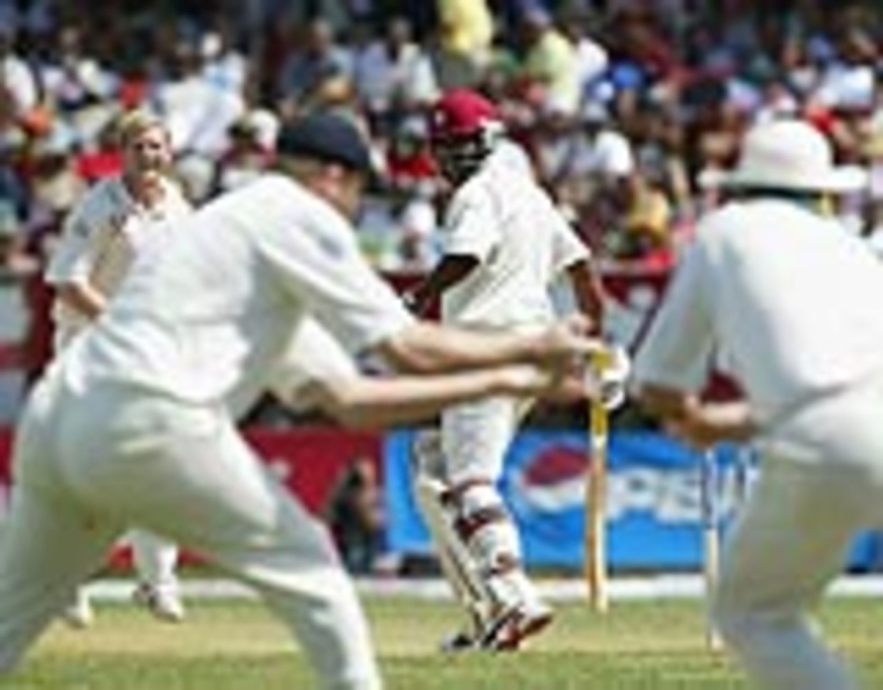 Flintoff takes the slip catch which sent back Lara