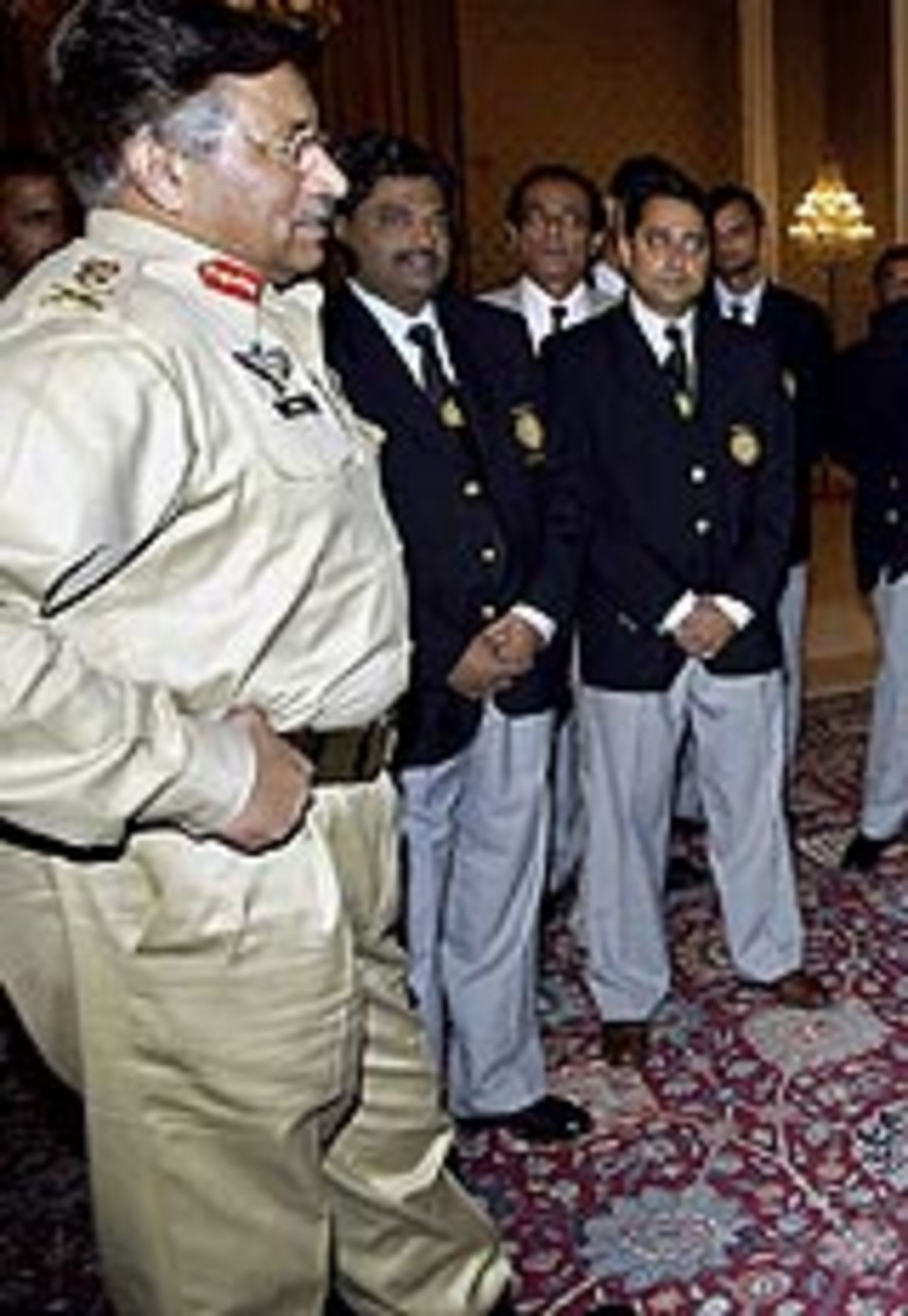 General Pervez Musharraf meets the Indian cricket team, March 17, 2004