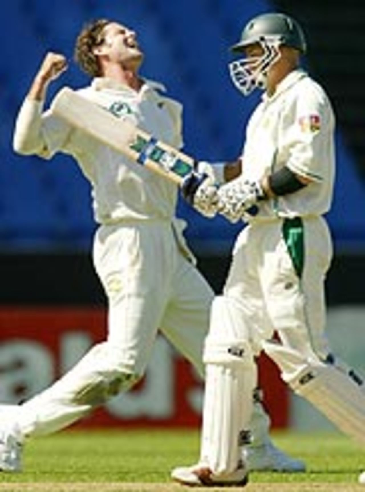 Chris Cairns celebrates as Herschelle Gibbs walks back, New Zealand v South Africa, 2nd Test, Auckland, 1st day, March 18, 2004