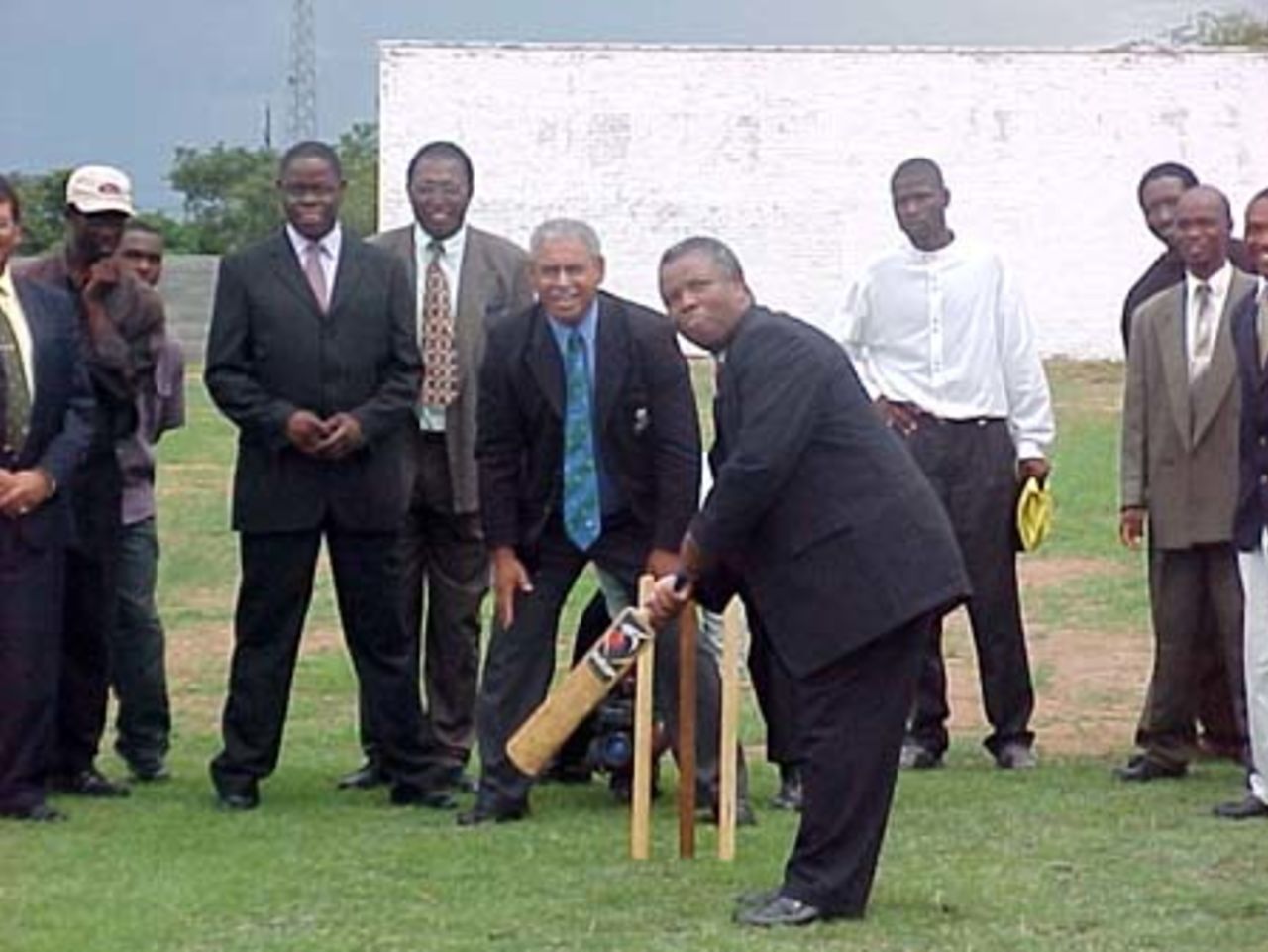 President Peter Chingoka and officials of ZCU with the RDM testing the facilities at Emakhandeni Centre