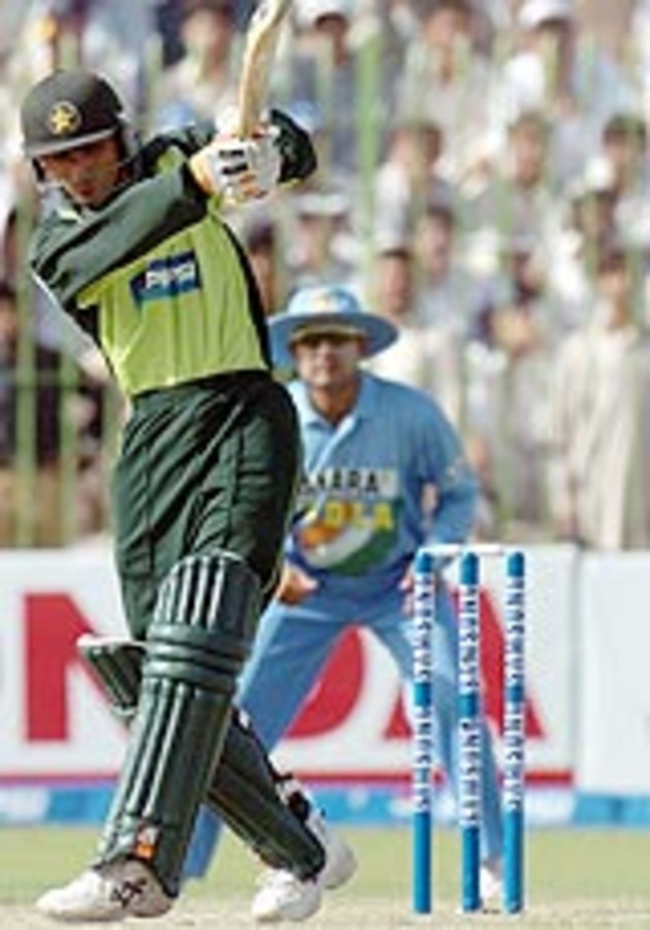 Yasir Hameed strikes out, Pakistan v India, 3rd ODI, Peshawar, March 19