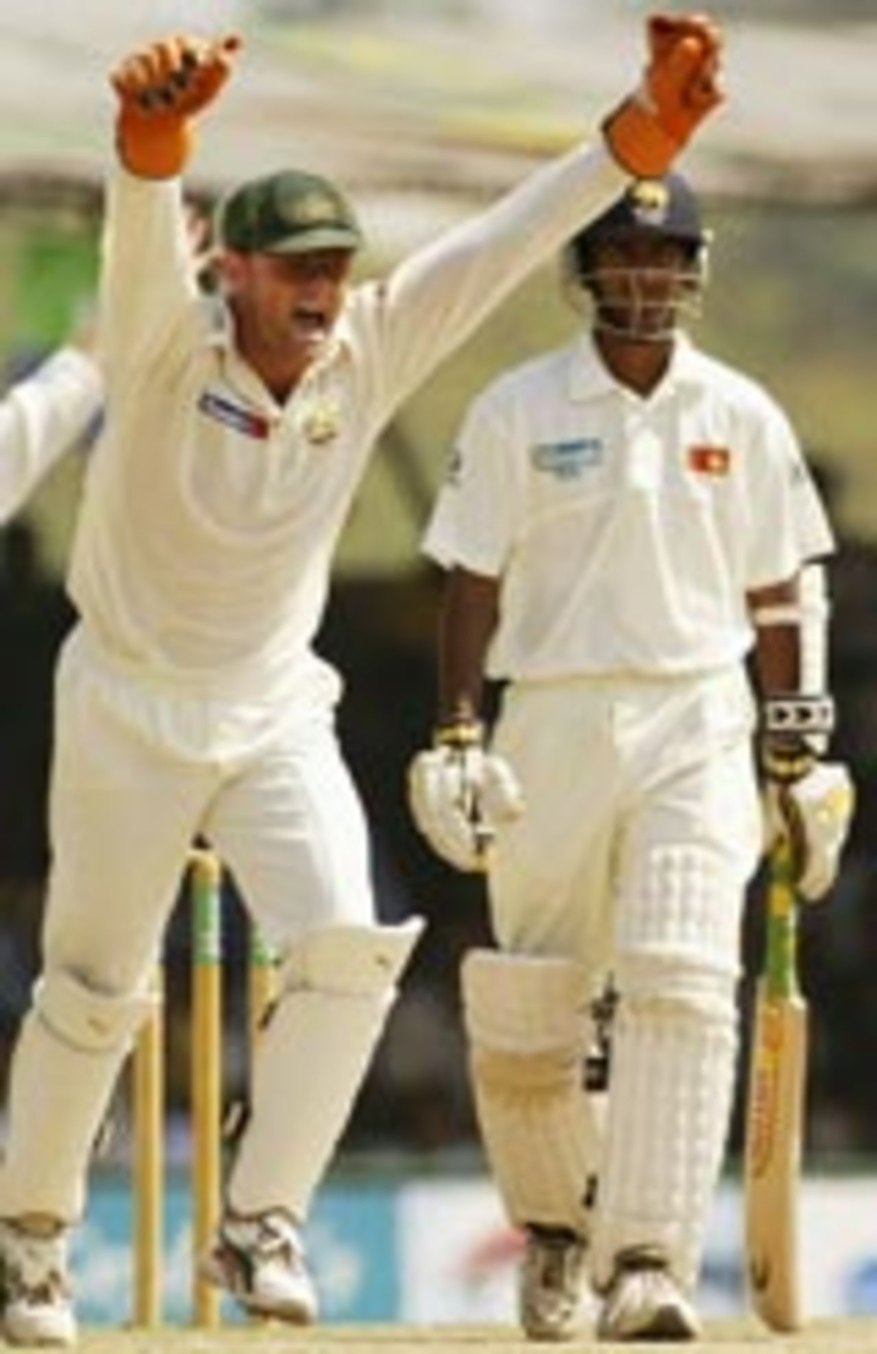Adam Gilchrist celebrates as Kaushal Lokuarachchi in trapped in front, Sri Lanka v Australia, 2nd Test, Kandy, 5th day, March 20, 2004