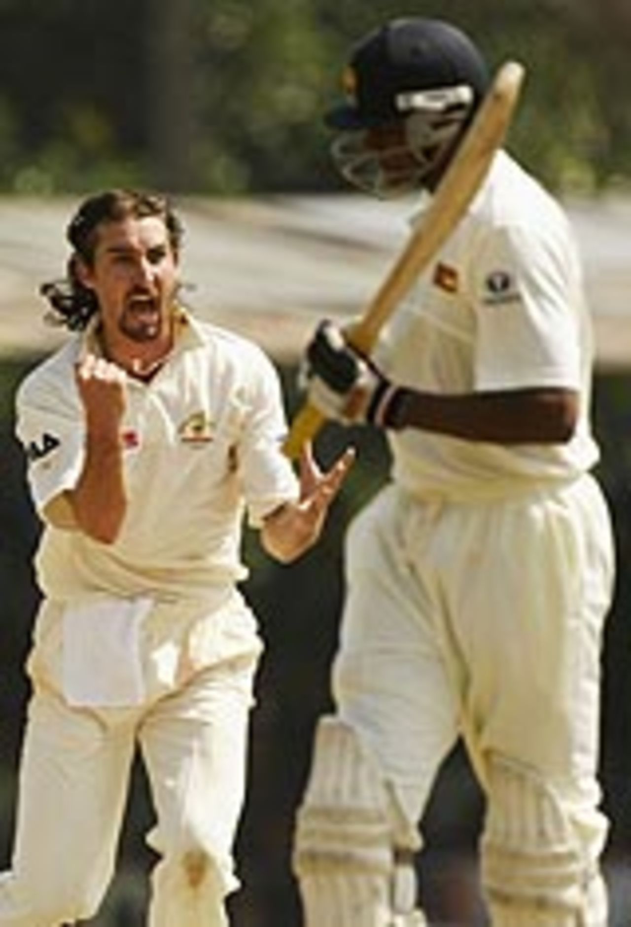 Jason Gillespie celebrates the wicket of Nuwan Zoysa, Sri Lanka v Australia, 2nd Test, Kandy, 5th day, March 20, 2004