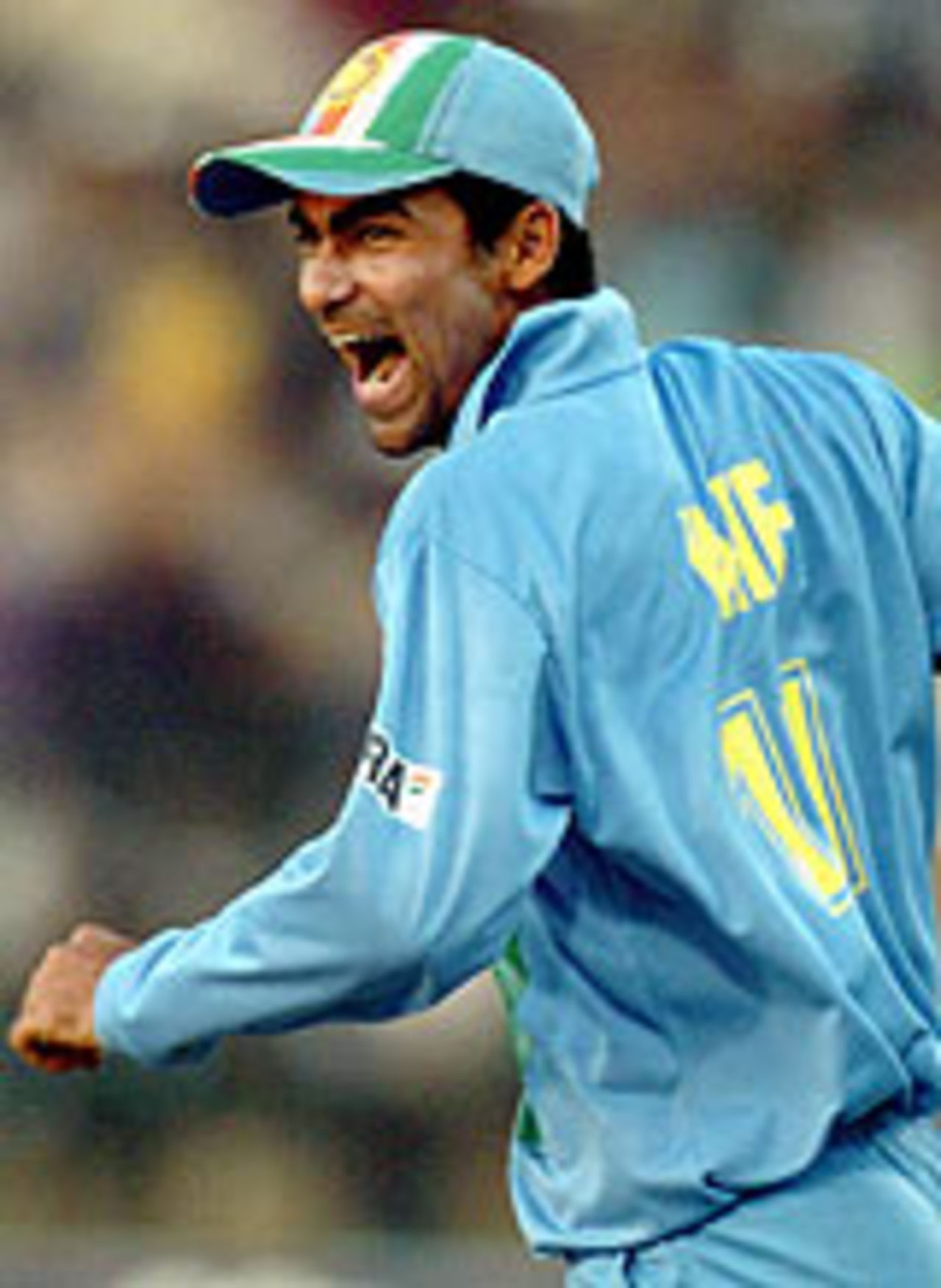 Mohammad Kaif celebrates after catching Abdul Razzaq, Pakistan v India, 4th ODI, Lahore, March 21, 2004