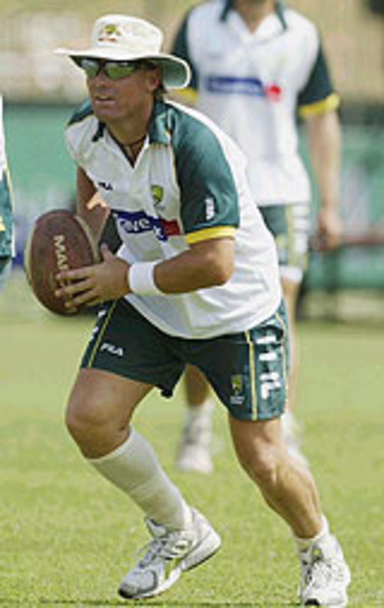 Shane Warne training at the nets before Australia's third Test against Sri Lanka, March 22, 2004