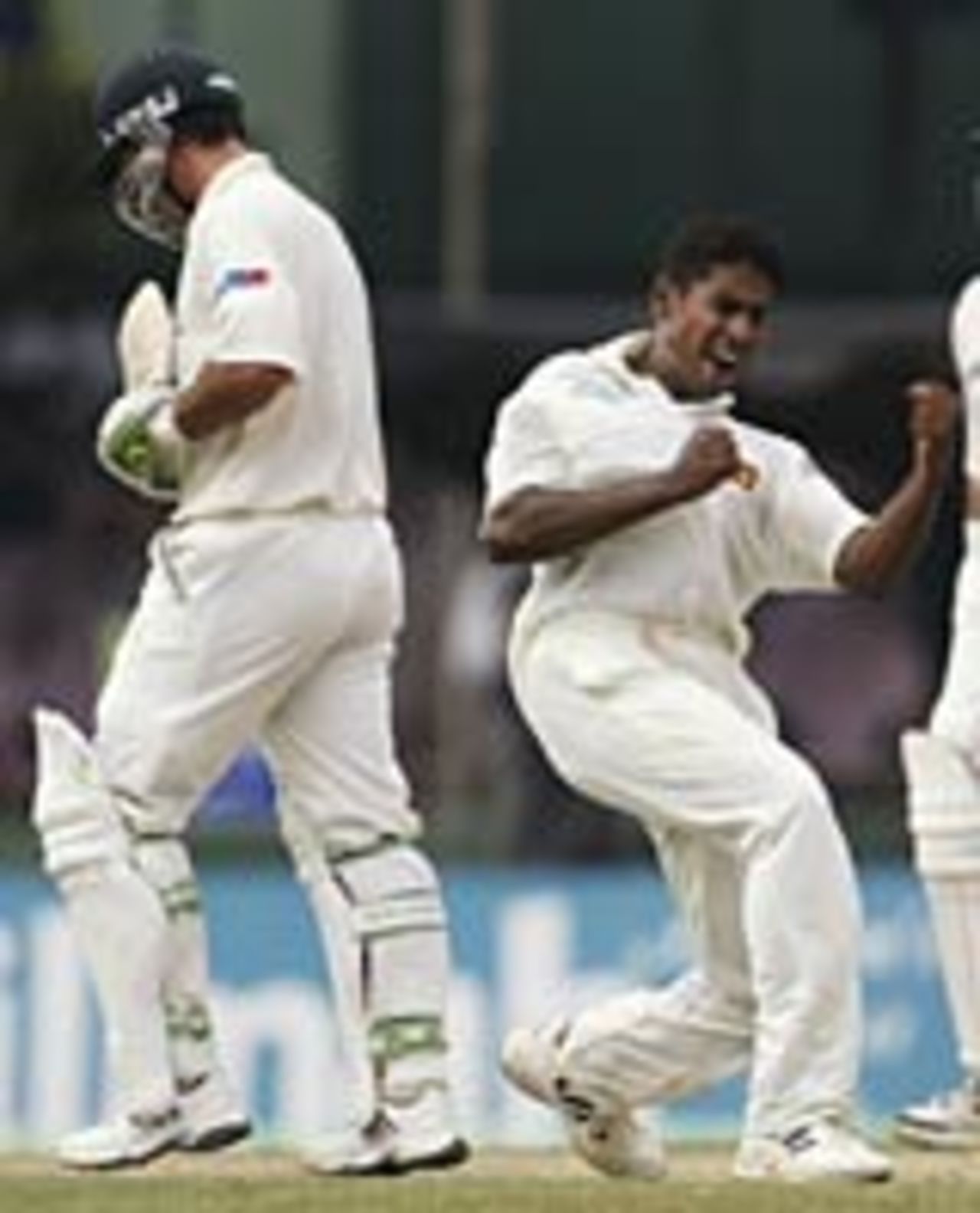 Chaminda Vaas celebrates dismissing Ricky Ponting, Sri Lanka v Australia, 3rd Test, Colombo, Day 1, March 24, 2004