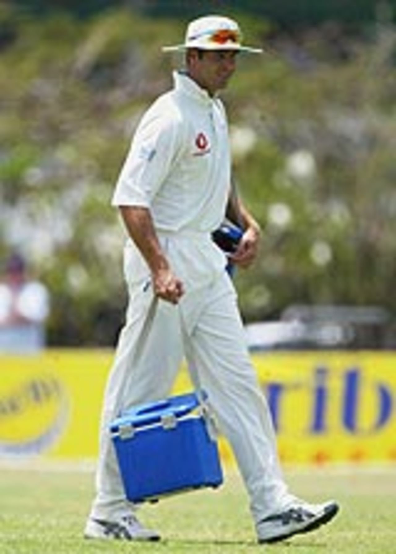 Michael Vaughan carries the drinks, England v Carib Beer XI, Barbados, March 26, 2004