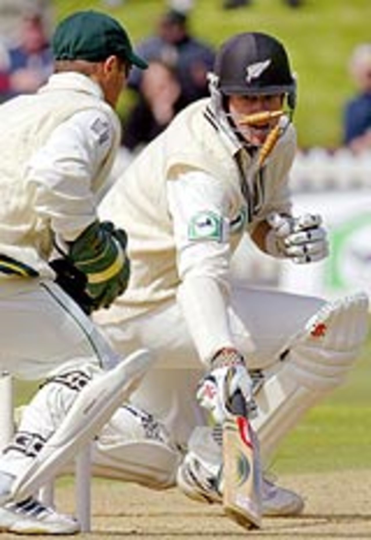 Jacob Oram stumped by Mark Boucher, New Zealand v South Africa, 3rd Test, Wellington, 2nd day, March 27, 2004