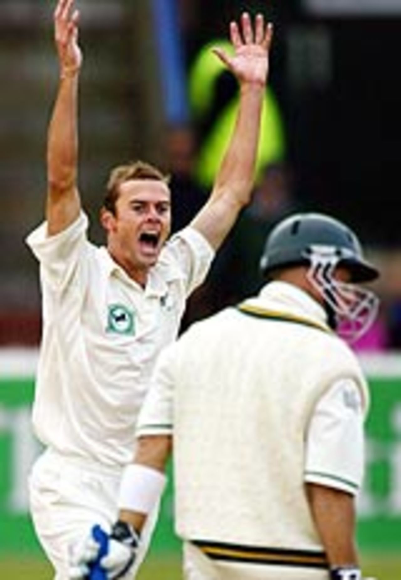 Chris Martin celebrates after dismissing Herschelle Gibbs, New Zealand v South Africa, 3rd Test, Wellington, 2nd day, March 27, 2004