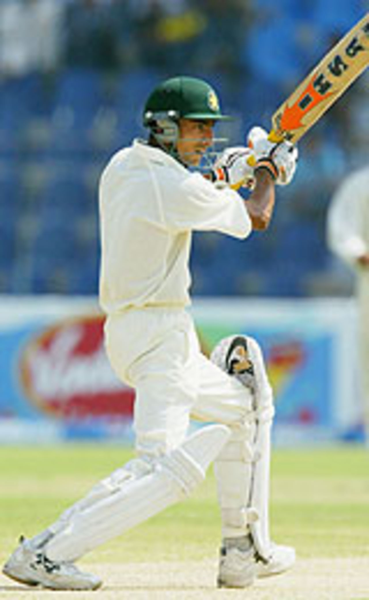 Yasir Hameed drives during his 91, Pakistan v India, 1st Test, Multan, 3rd day, March 30, 2004
