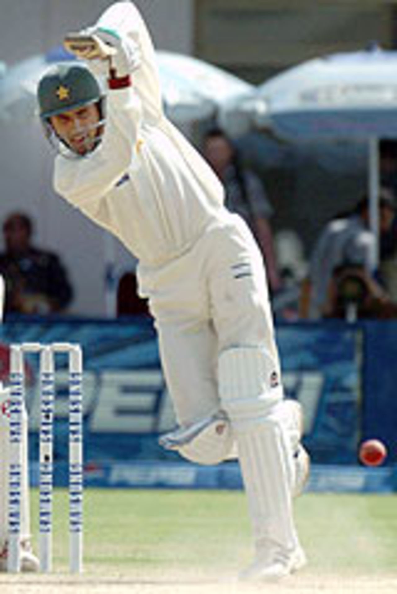 Abdul Razzaq drives, Pakistan v India, 1st Test, Multan, 4th day, March 31, 2004