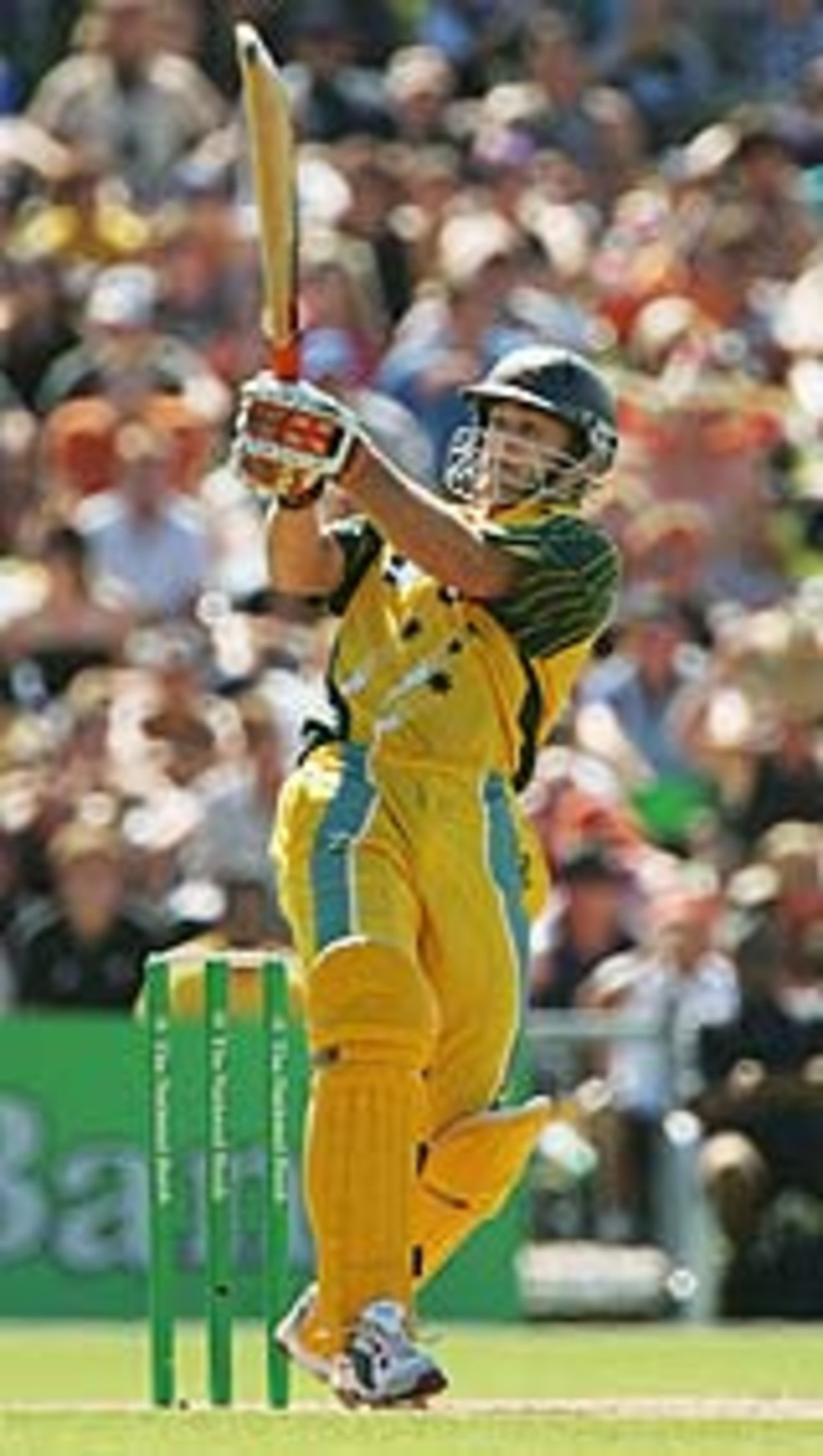 Adam Gilchrist whacks on over mid-on, New Zealand v Australia, 5th ODI, Napier