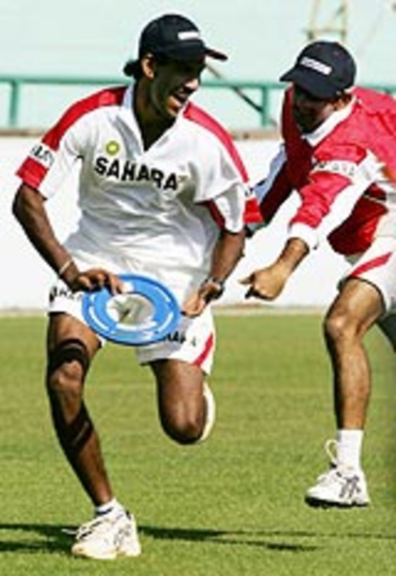 Lakshmipathy Balaji and Anil Kumble at a practice session, Mohali, March 6, 2005