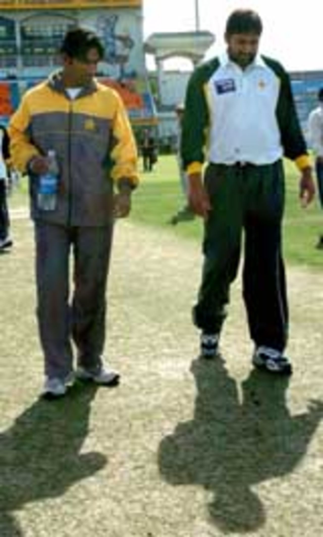 Inzamam-ul-Haq inspects the pitch at Mohali ahead of the 1st Test against India, March 7, 2005
