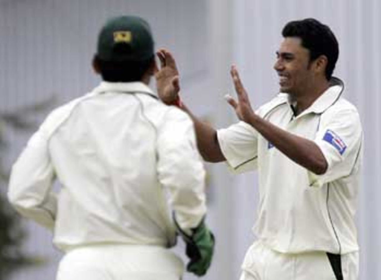 Danish Kaneria gave Pakistan its only moment to celebrate in the day, getting rid of Gautam Gambhir, India v Pakistan, 1st Test, Mohali, March 9, 2005