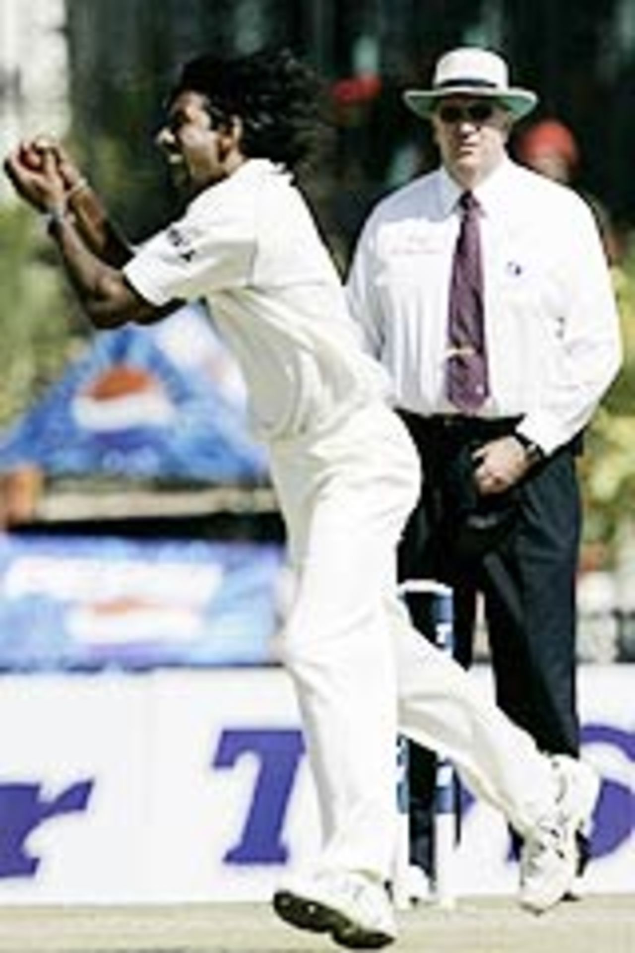 Lakshmipathy Balaji taking the catch of Taufeeq Umar for 4, India v Pakistan, 1st Test, Mohali, March 11, 2005