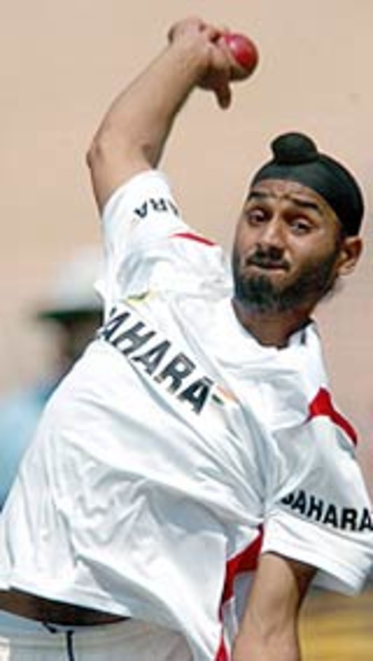 Harbhajan Singh bowling in the nets, Kolkata, March 15, 2005
