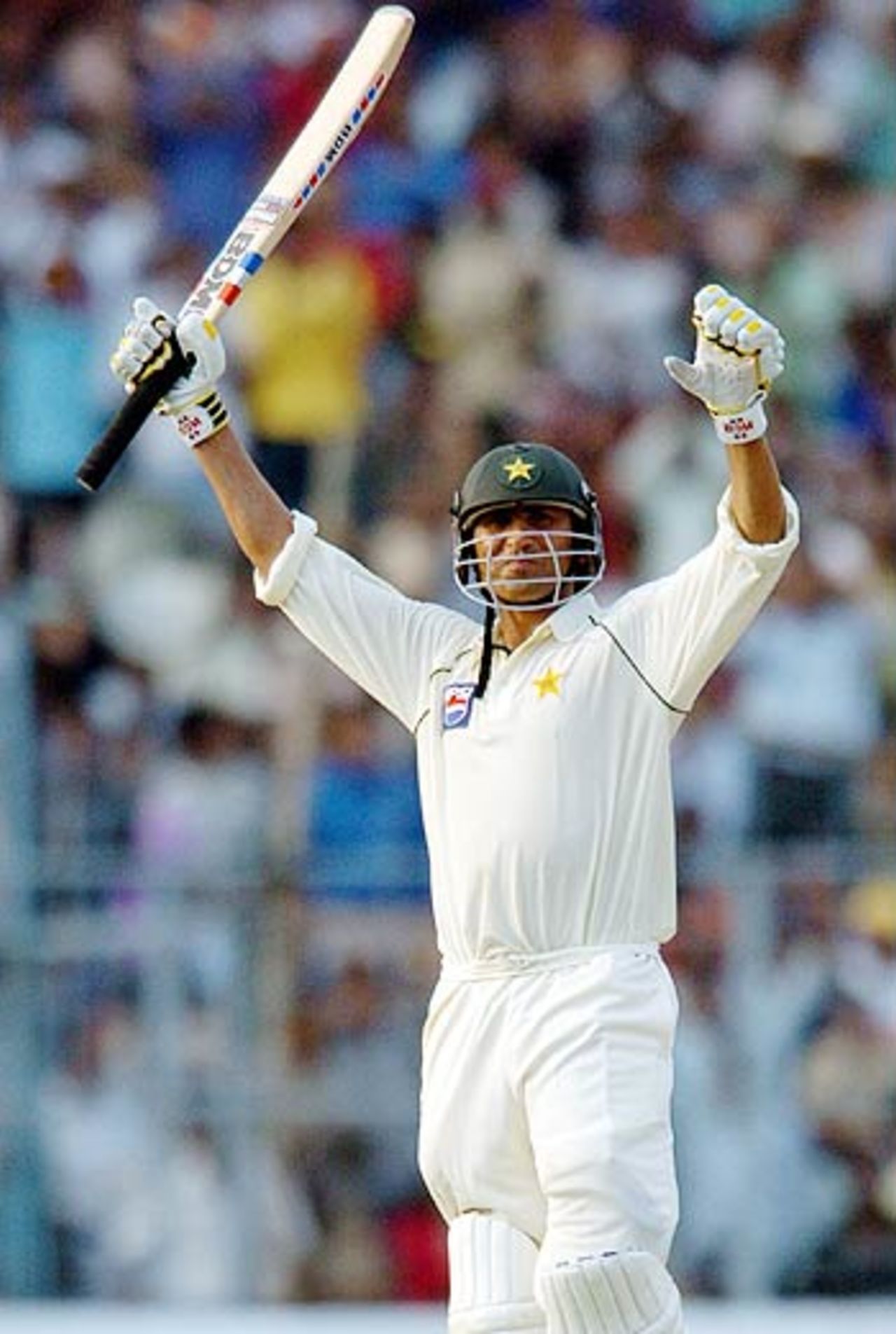 Younis Khan got to his seventh hundred with a miscued pull off Irfan Pathan, but he hardly put a foot wrong otherwise, India v Pakistan, 2nd Test, Kolkata, March 17, 2005
