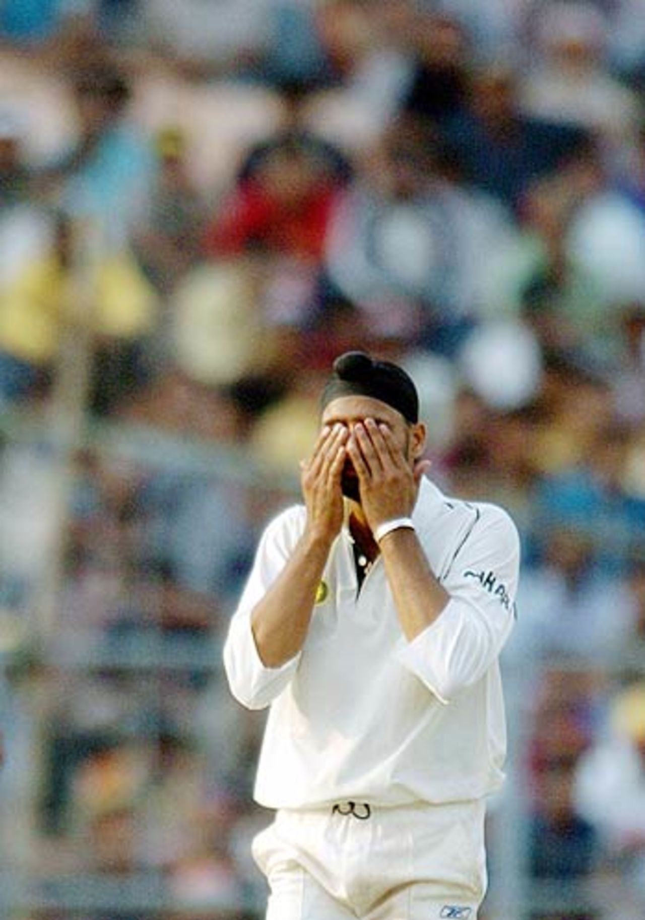 Harbhajan Singh, who has been the most successful bowler at Eden Gardens, didn't quite enjoy the same luck today, India v Pakistan, 2nd Test, Kolkata, March 17, 2005