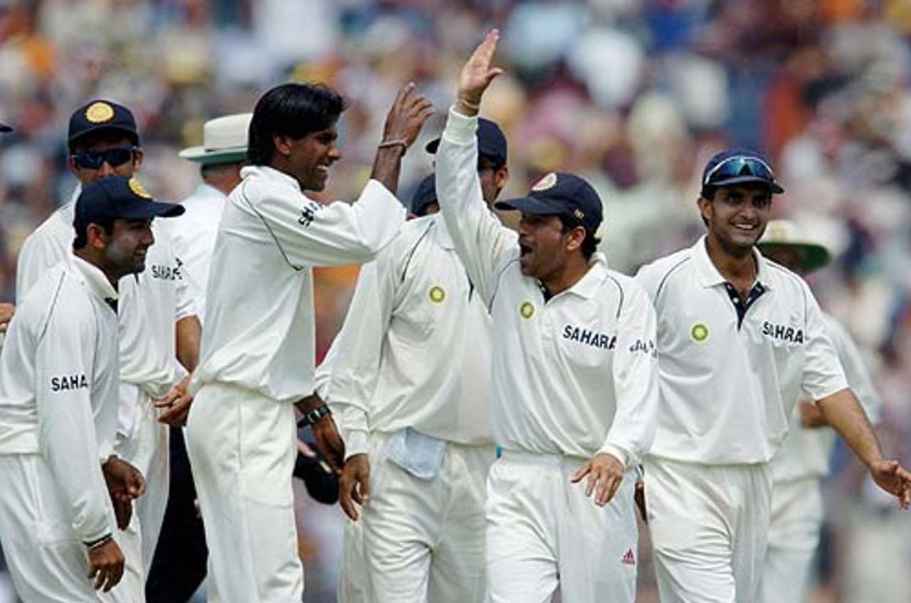 Sachin Tendulkar had a morning to cheer, especially since his good judgement brought about Asim Kamal's downfall, India v Pakistan, 2nd Test, Kolkata, March 18, 2005