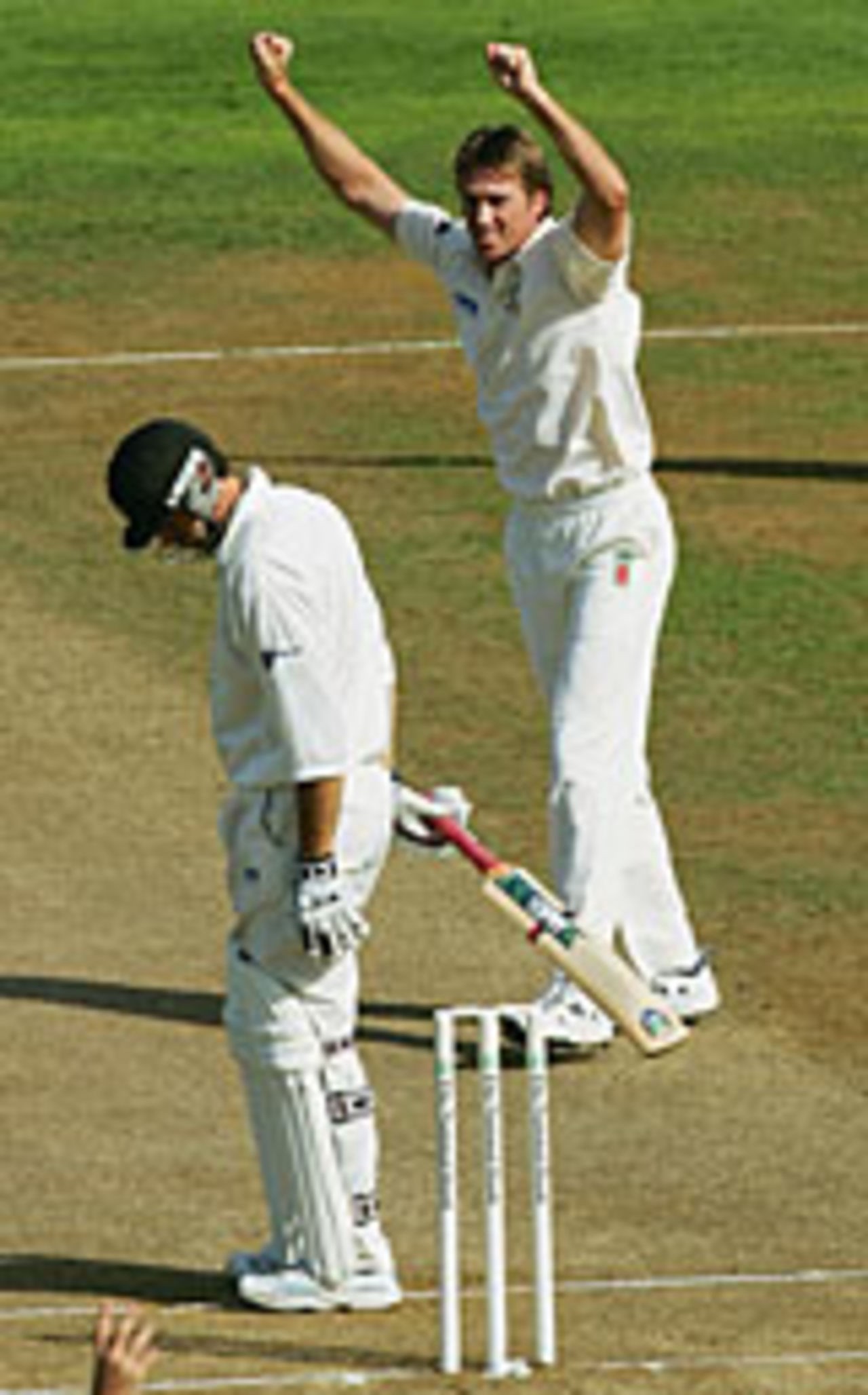 Stephen Fleming falls, New Zealand v Australia, 2nd Test, Wellington, 3rd day, March 20, 2005